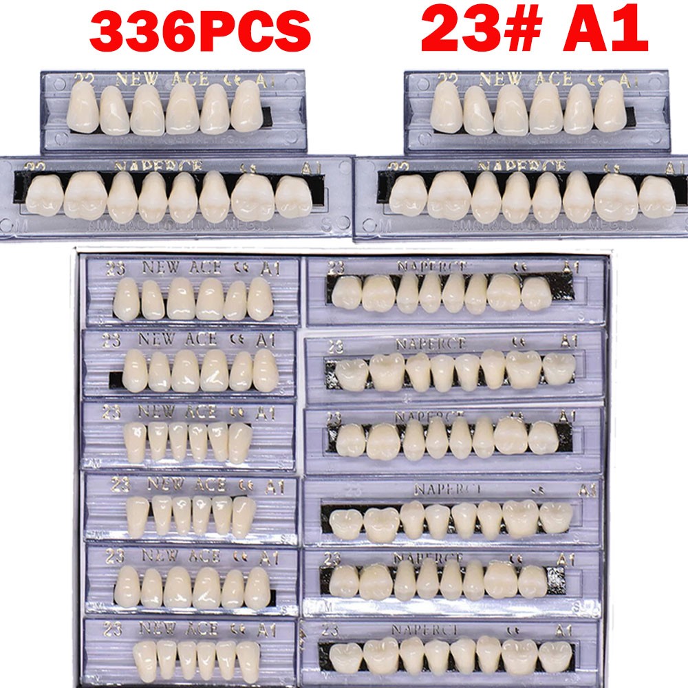 336Pcs Dental Acrylic Resin False Teeth 23#A1 Shade Denture Full Upper Lower HOT