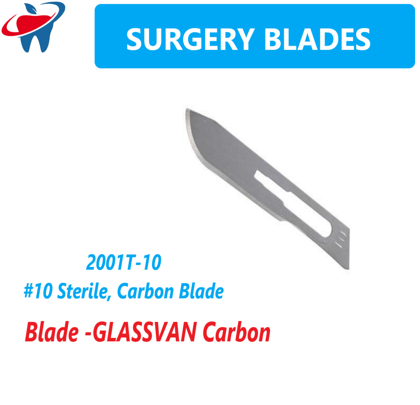 Dental MYCO GLASSVAN Sterile Surgical Blades Carbon Steel #10, #15C, 12B, 100/Bx