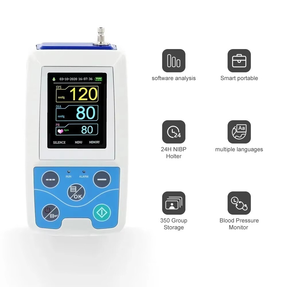ABPM50 Ambulatory Blood Pressure Monitor – 24HR Holter, PC Software, for Adults