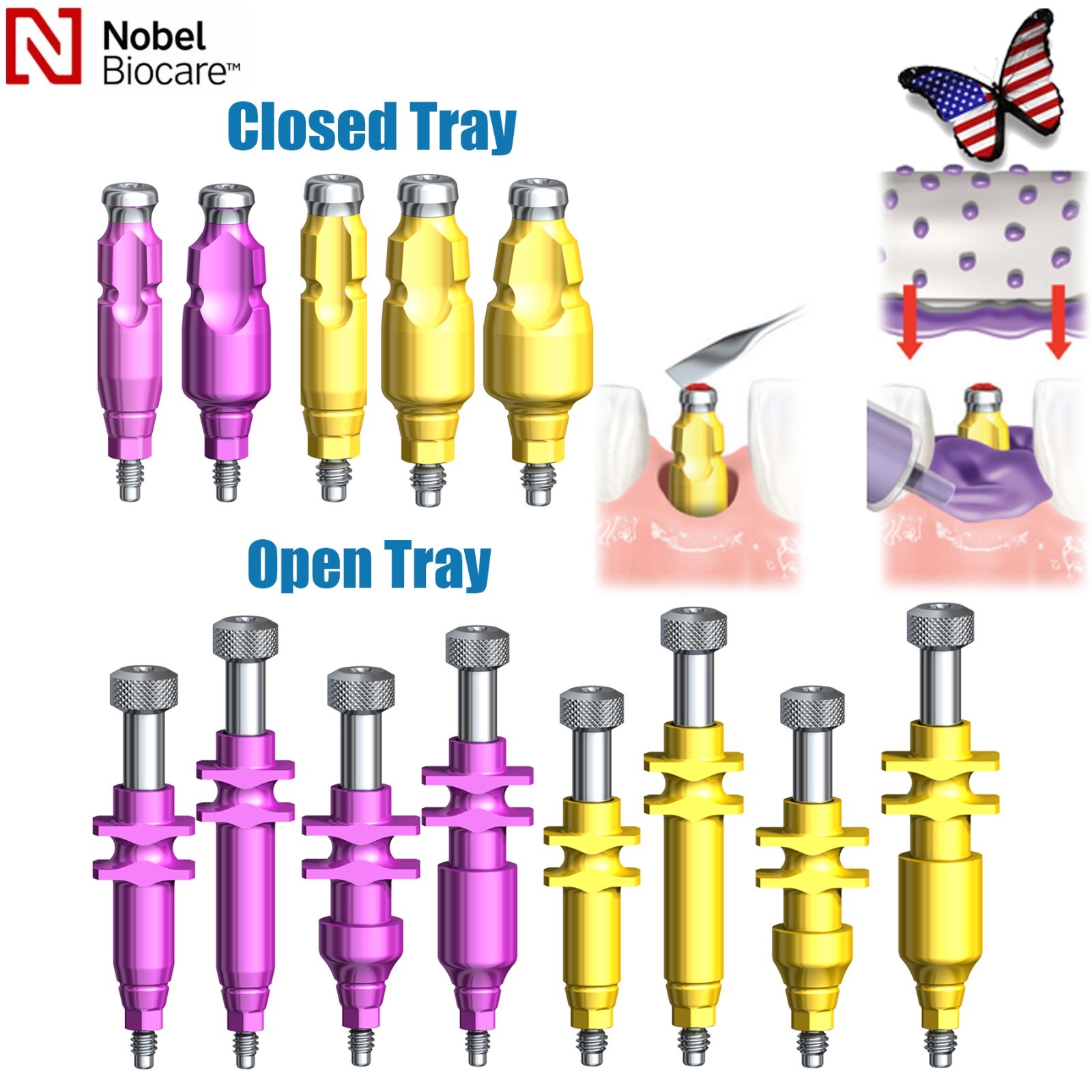 US 5Pcs Nobel Scan Body Analog Open Closed Tray Impression Transfer Conical Hex