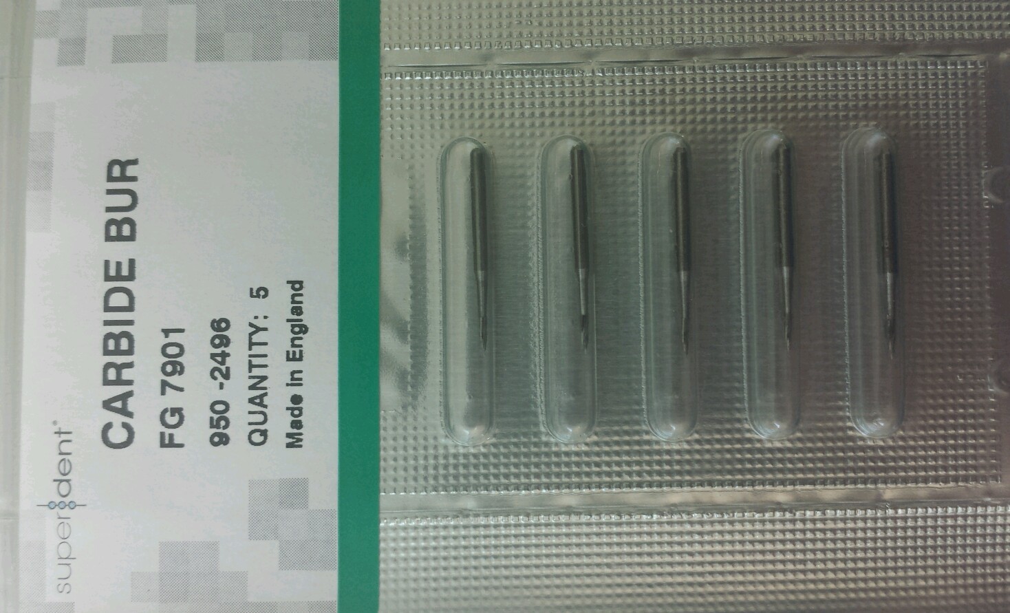 Superdent Carbide Bur FG 7901 Flame Shape Pack of 5 Dental Oral Surgery England
