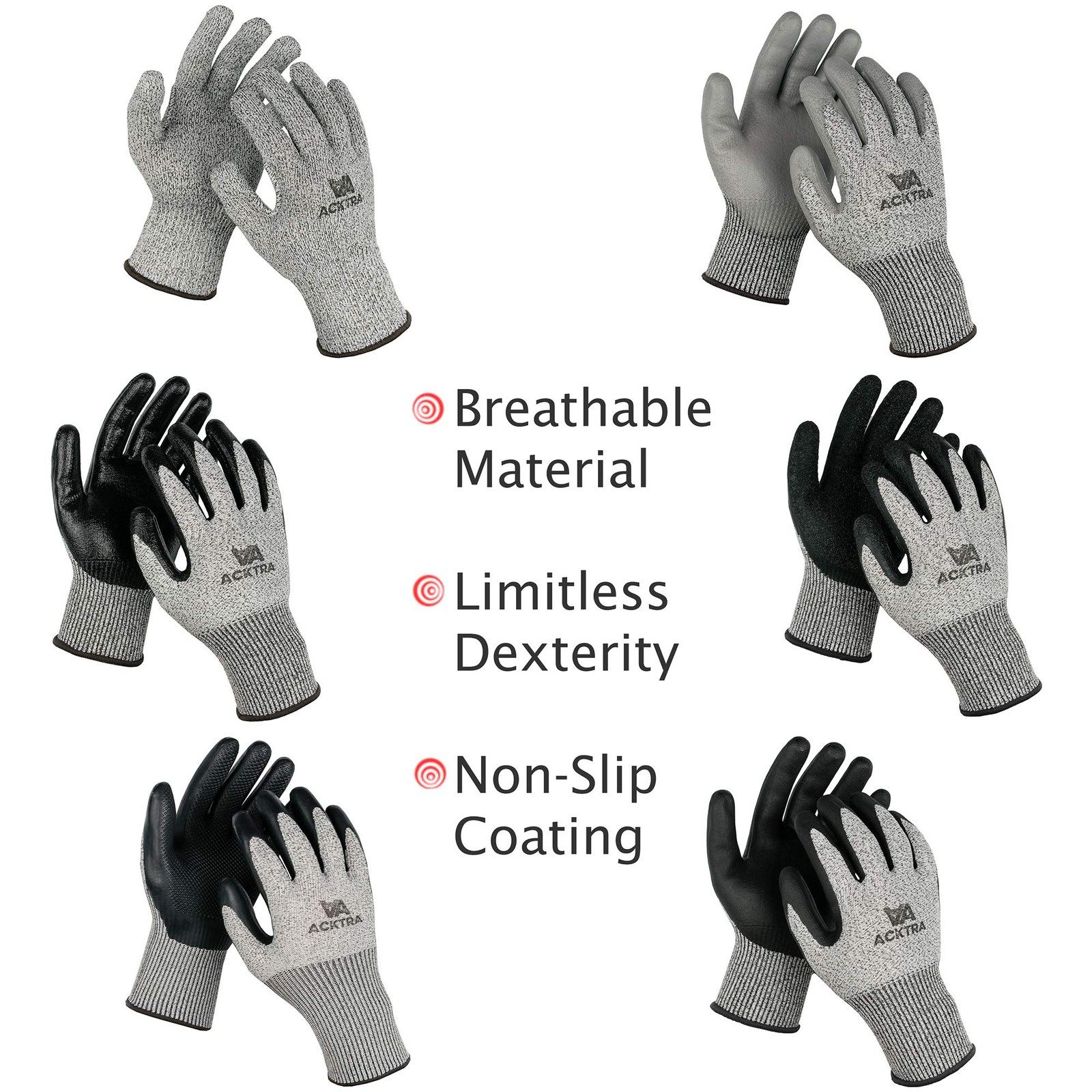 Acktra Wg014 Level 5 Cut Resistant Construction Safety Work Gloves 12 Pairs Eco