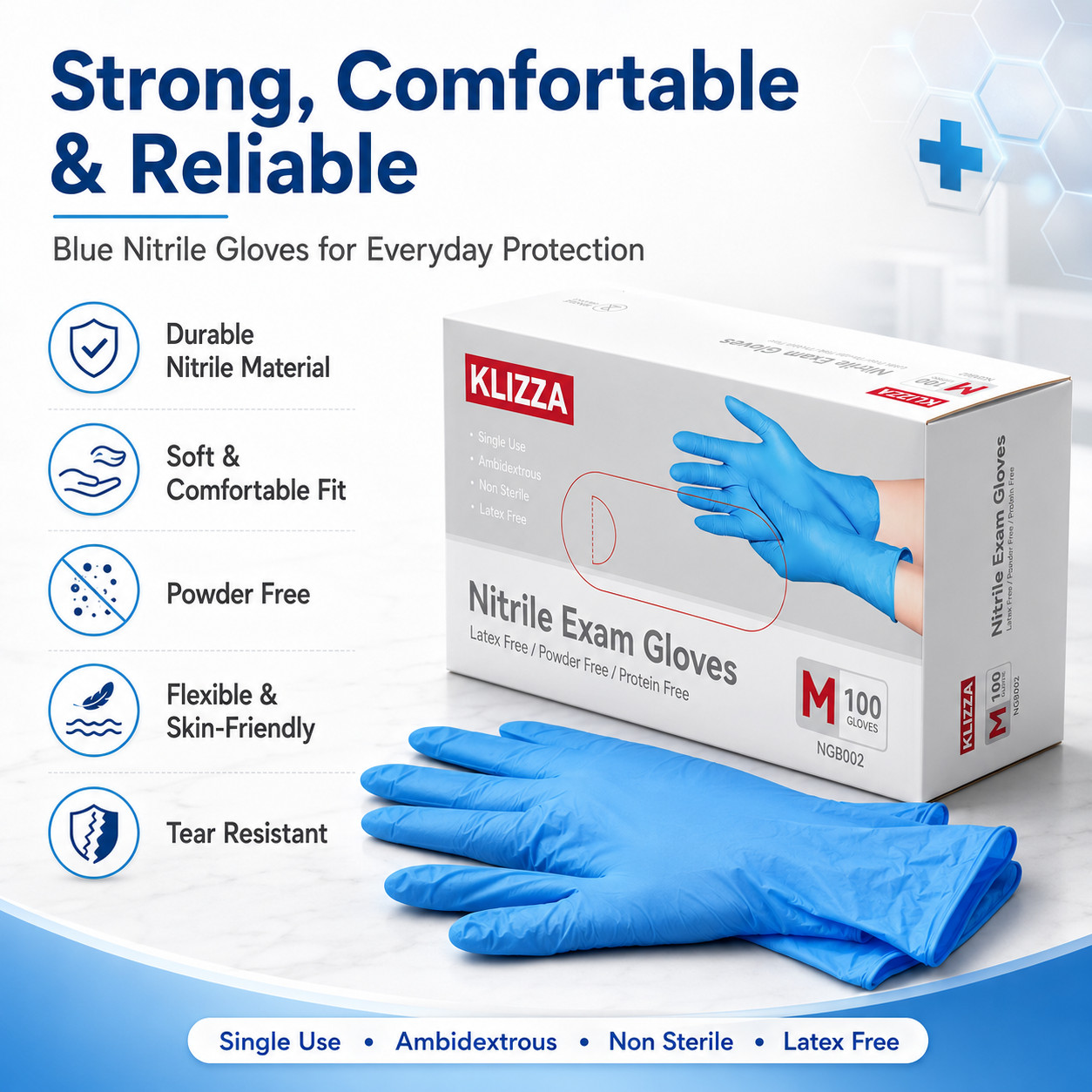 300 Count Disposable Nitrile Exam Gloves 4.5mil Powder Free Latex Free Food-Safe