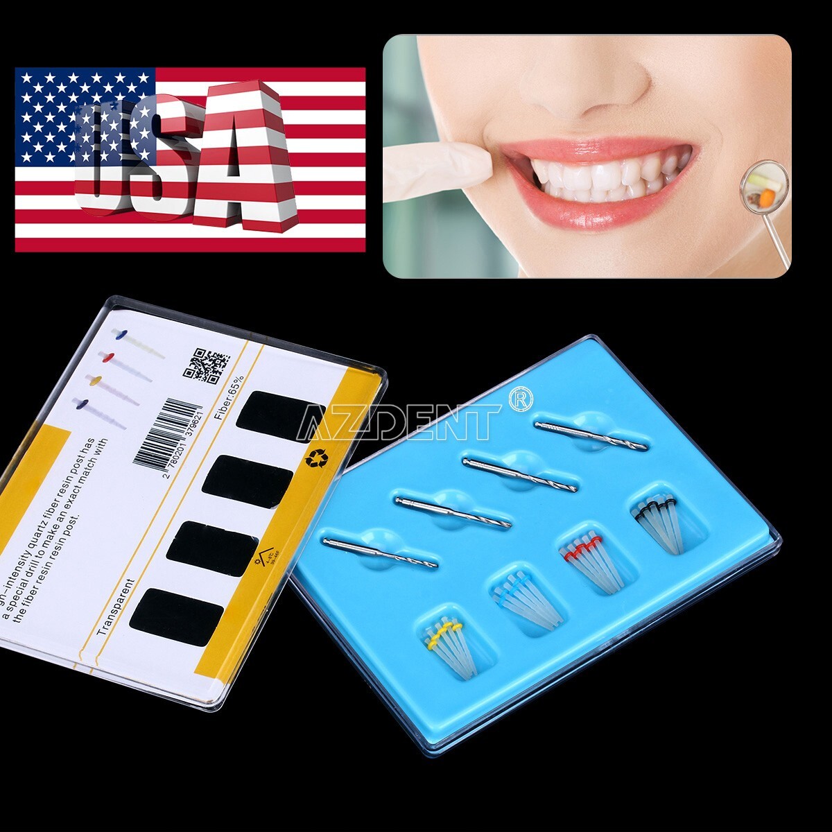 20Pcs Dental Fiber Post Glass Resin Post 1.0mm 1.2mm 1.4mm 1.6mm + 4 Drills
