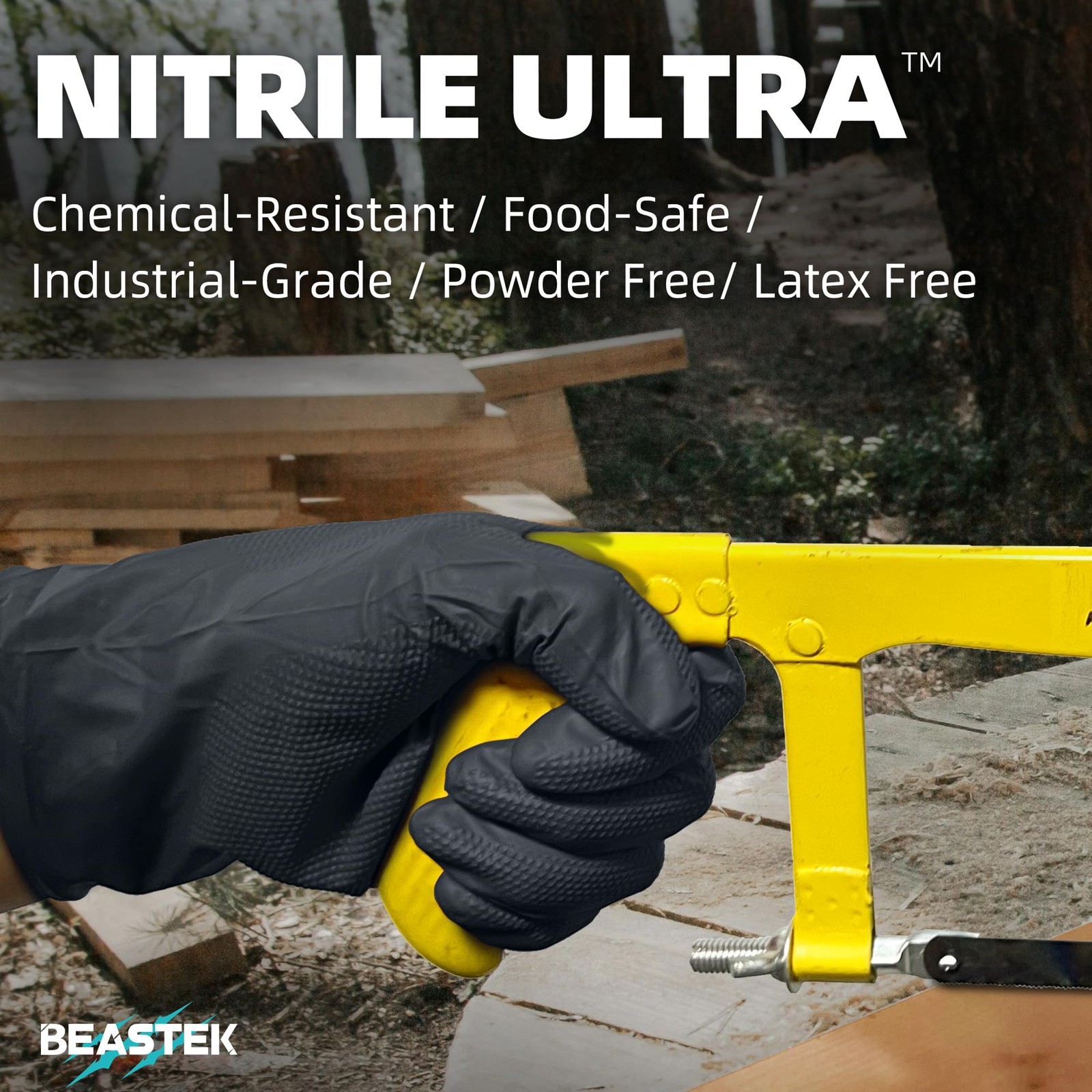 BEASTEK Nitrile Disposable Gloves, 8 Mil Powder Free X-Large, X-large (Black)