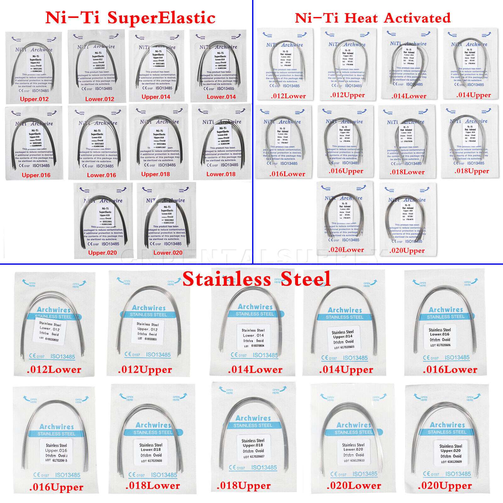 Dental Orthodontic Arch Wire Heat Thermal Activated /Niti/Stainless Steel AD