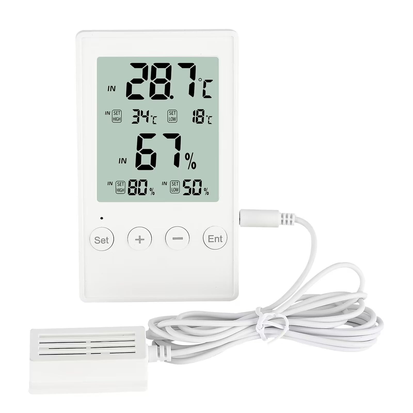 Dual Probe Thermometer Hygrometer with Alarm – Indoor/Outdoor Temperature Hum…