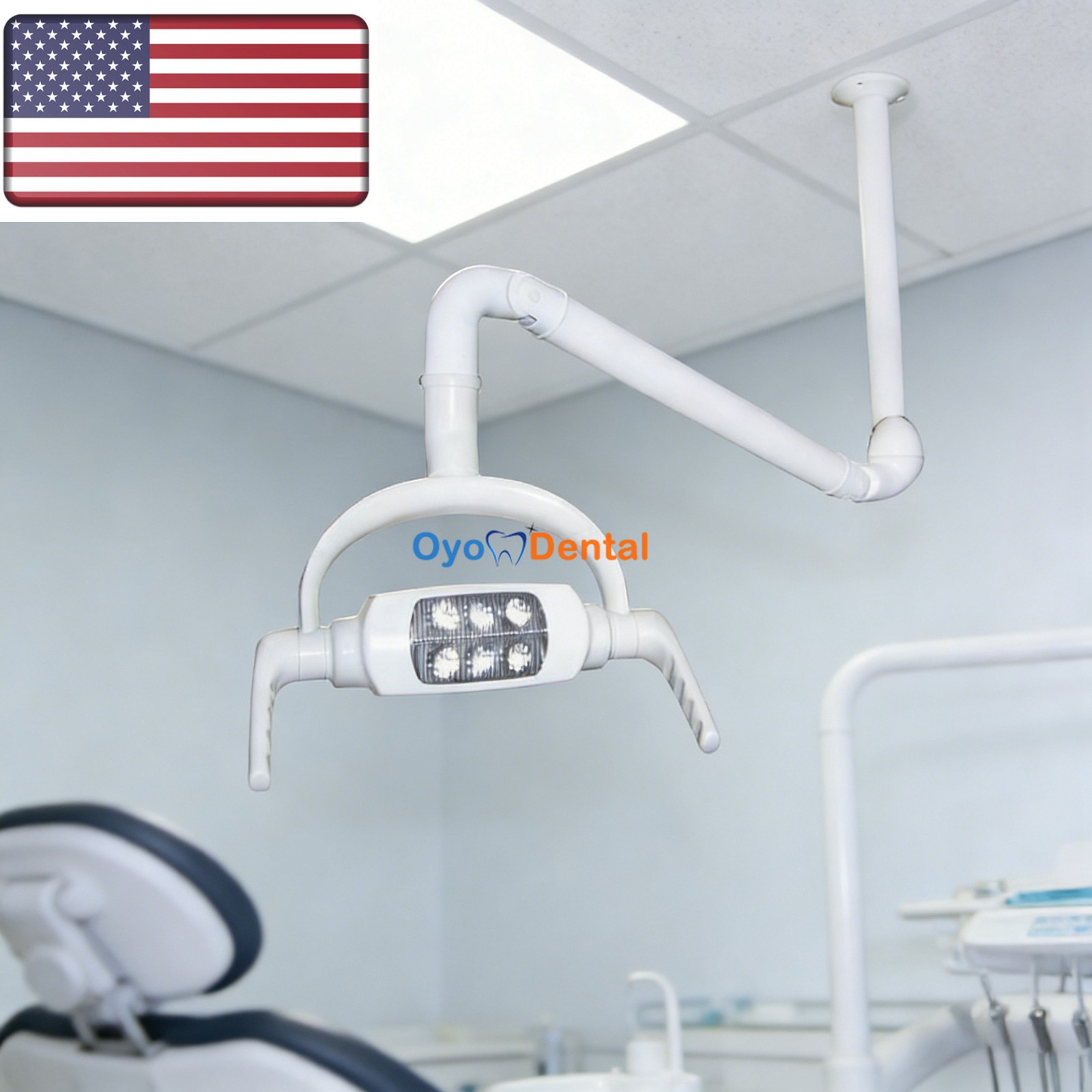Dental Ceiling Oral LED Surgical Light Shadowless Operatory Lamp 6 LED w/h Arm
