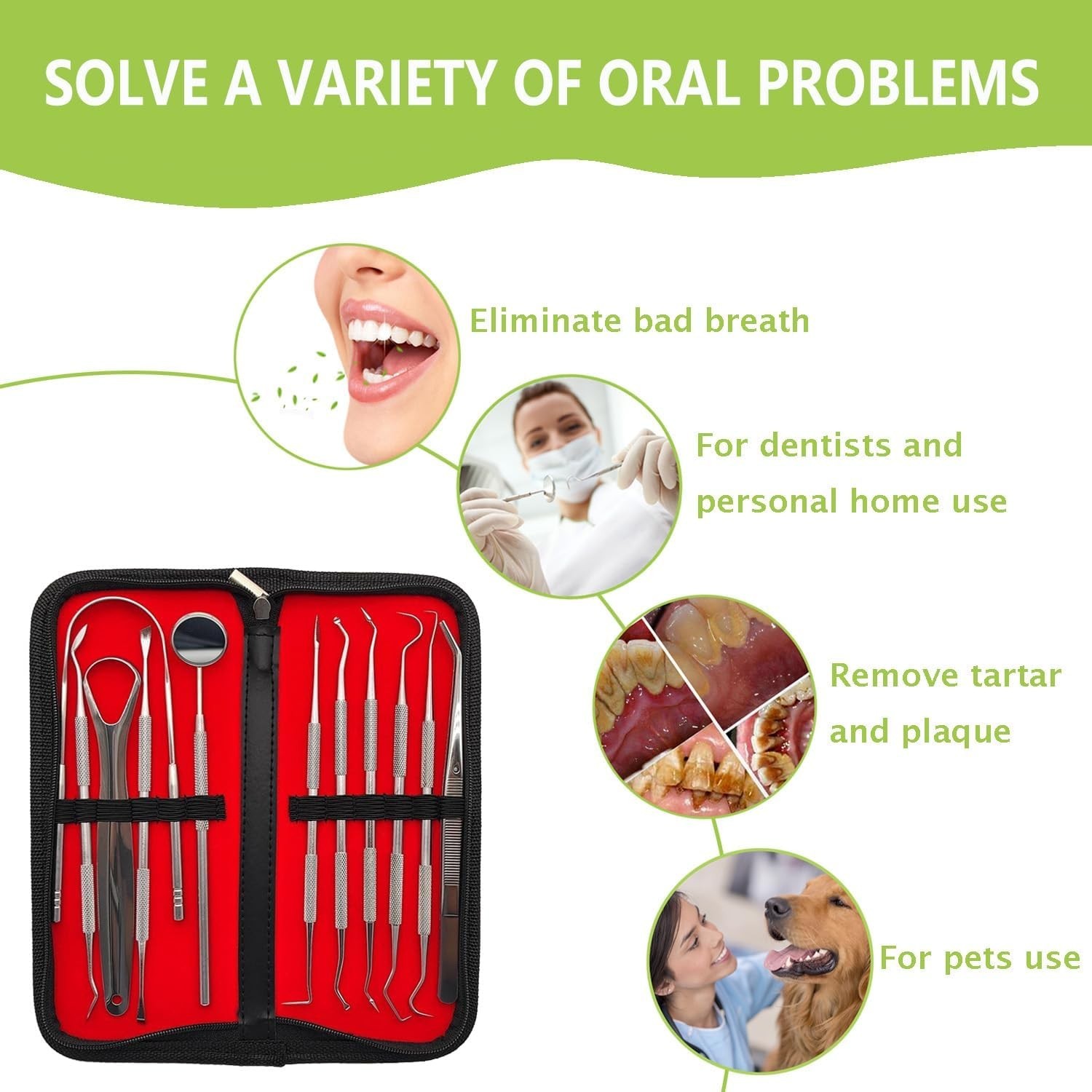 11 Pack Dental Tools Teeth Cleaning Tool Kit, Stainless Steel Tongue Scraper …