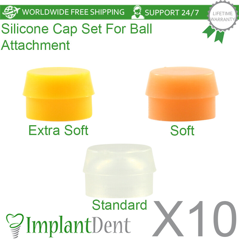 10x Silicone Cap Set Insert For Ball Attachment Dental Prosthetics Accessories