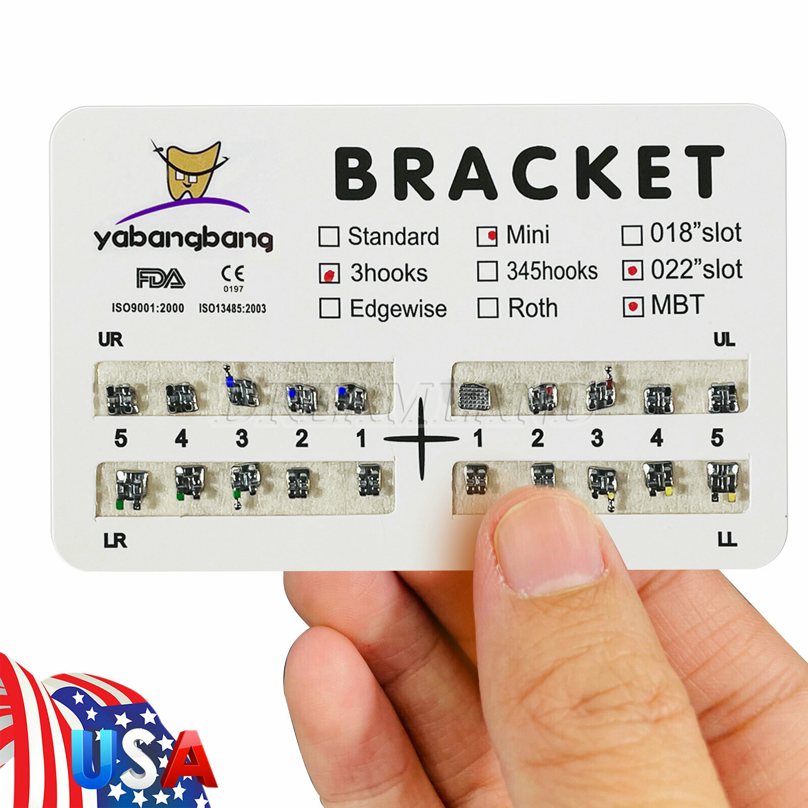 10 Packs Dental Orthodontics Metal Mini MBT 022 Slot 3 Hook Brackets Braces 4#