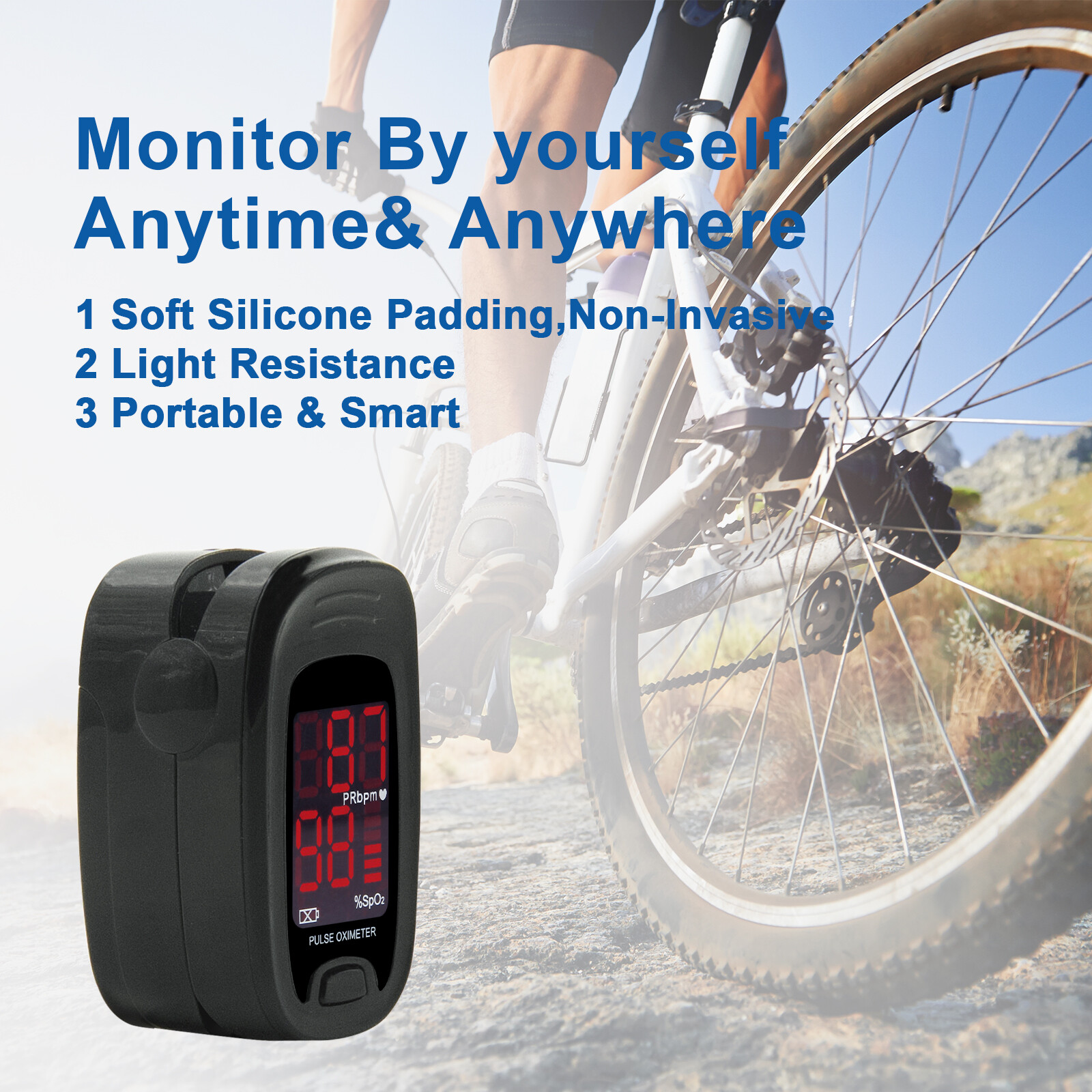 Finger Pulse Oximeter Blood Oxygen Saturation Heart Rate Measuring SpO2 Monitor