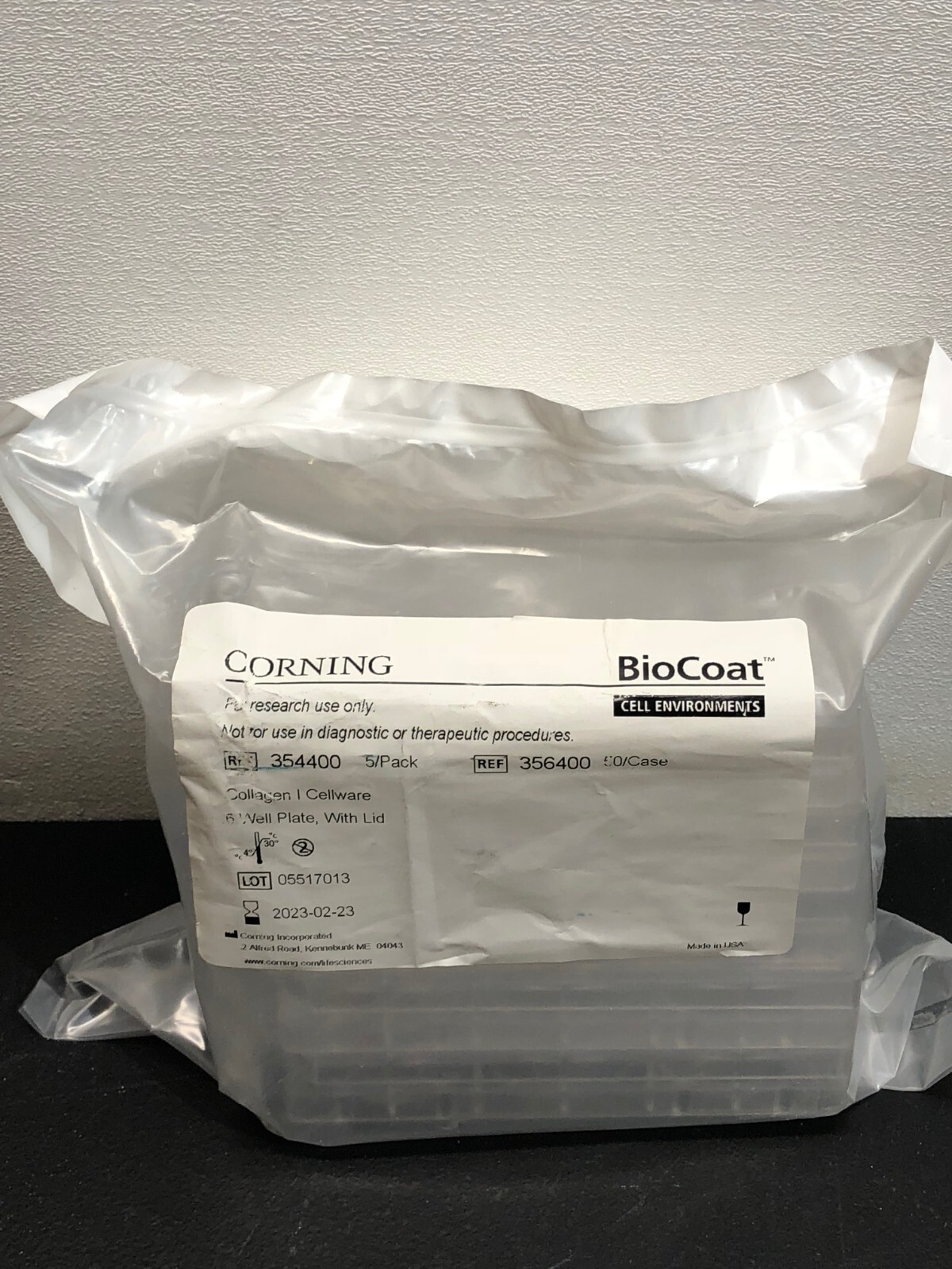 Corning BioCoat 6 Well Polystyrene Collagen I Multiwell Plates w/Lid 354400 5/Pk