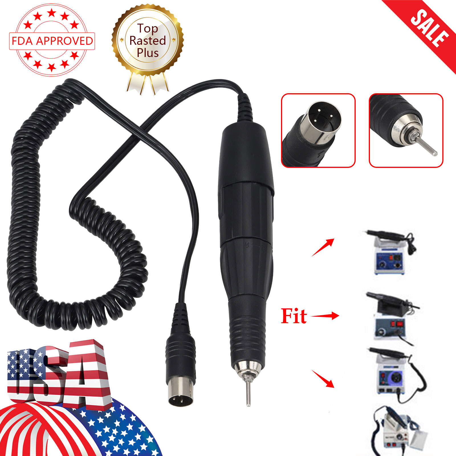 Dental Marathon Electric Micromotor / Contra Angle Straight Handpiece/10*Burs po