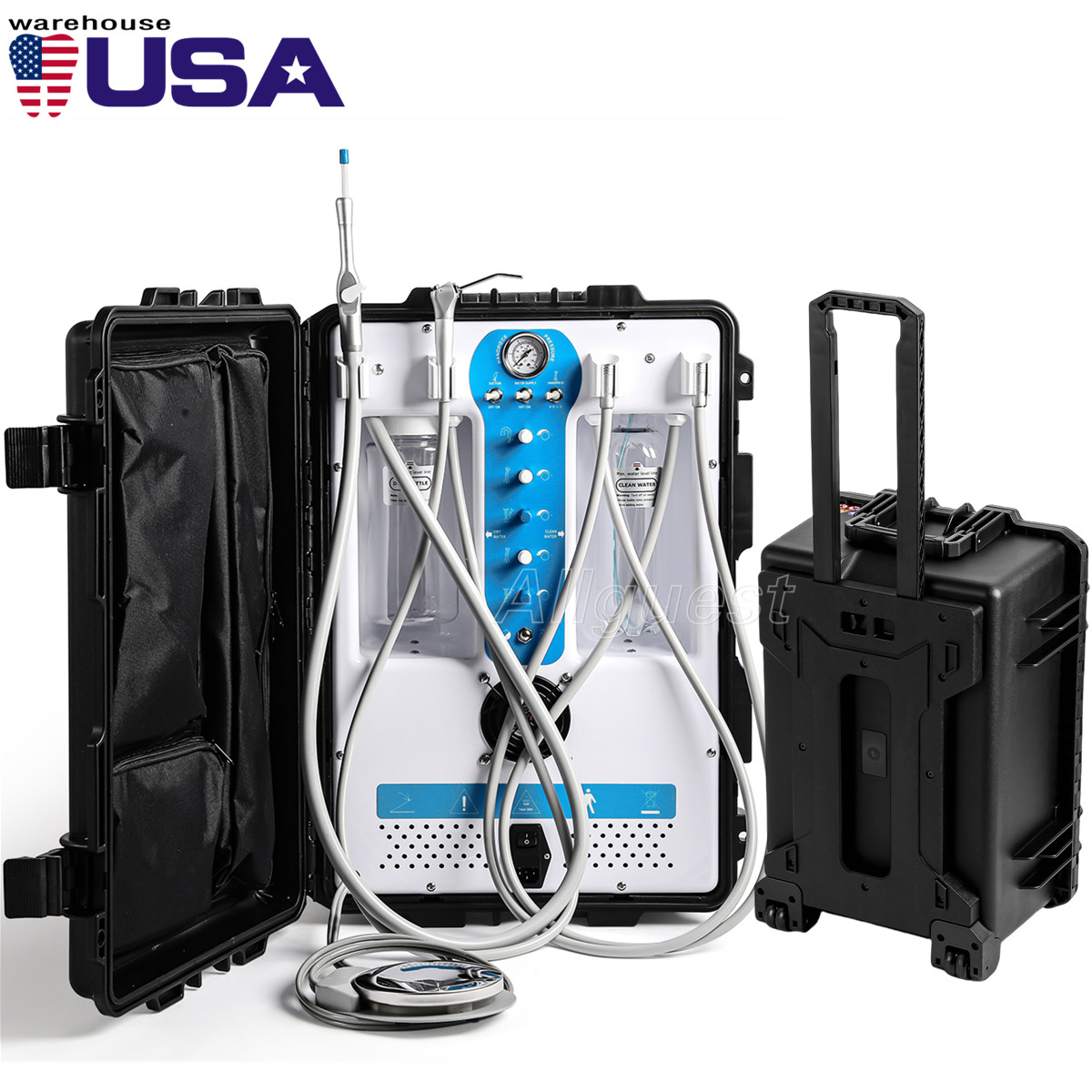 Dental Portable Mobile Delivery Unit Air Compressor Suction System Cart P204S