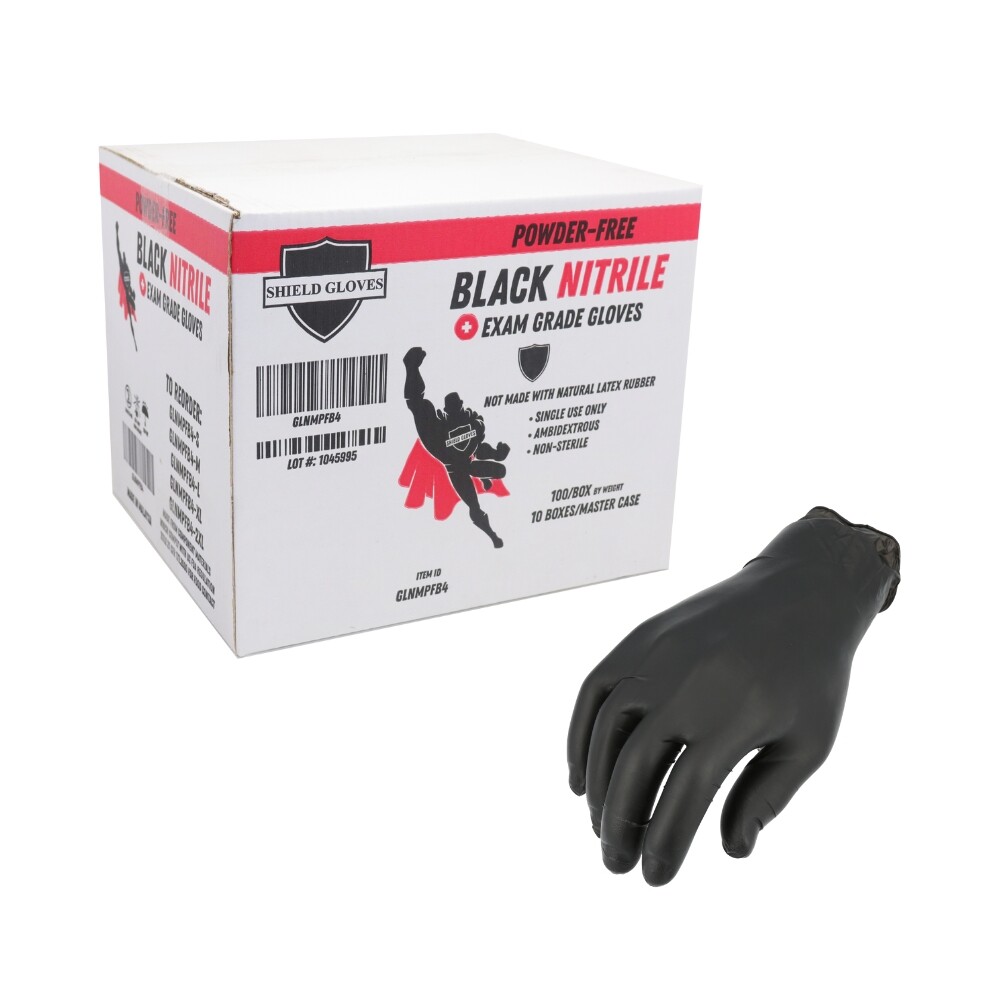 Black Nitrile Gloves 4 Mil Powder-Free Medical Exam Size: Medium 1000 Pieces