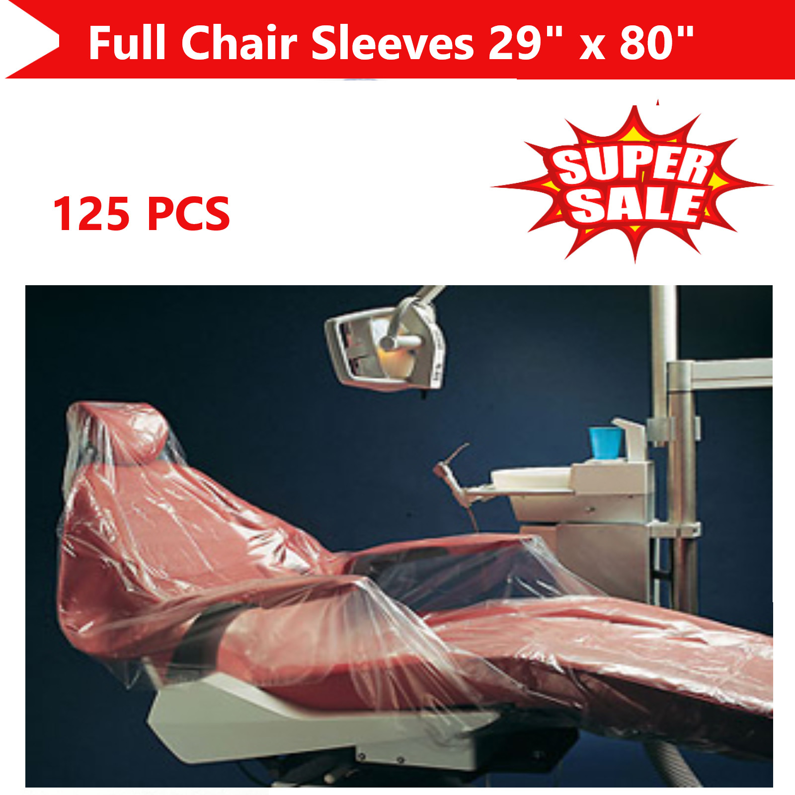 DENTAL Chair Cover Full Chair Sleeves 29″ x 80″ Clear Plastic, Premium, 125 PCS