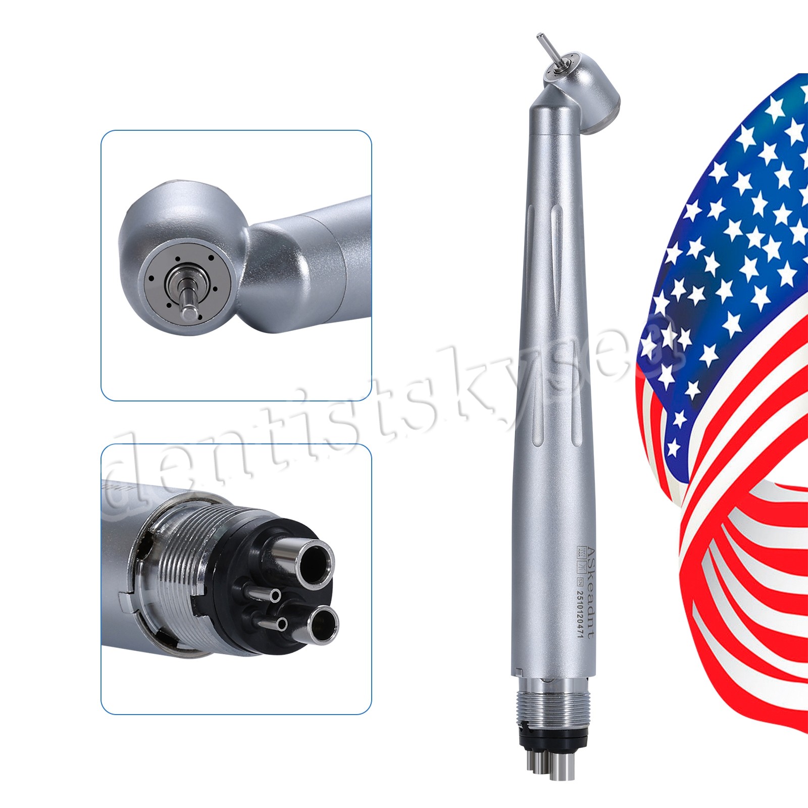 4 Holes Dental Surgical 45 Degree High Speed Handpieces Push Button Single Spray