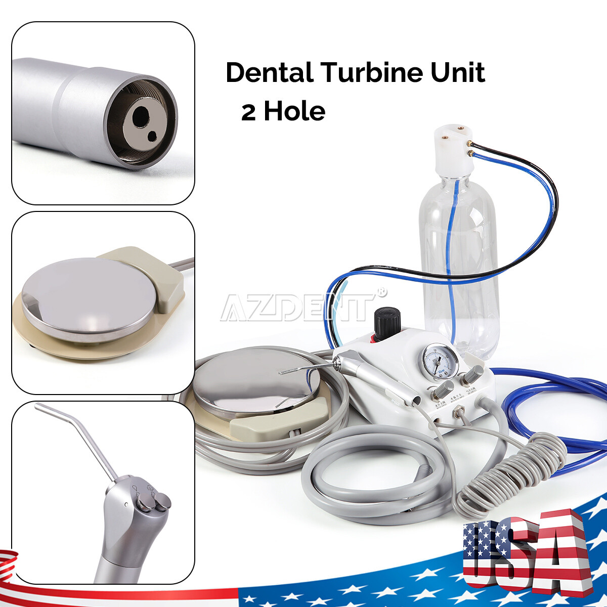 Portable Dental Turbine Unit with Weak Suction Work with Air Compressor 2/4 Hole