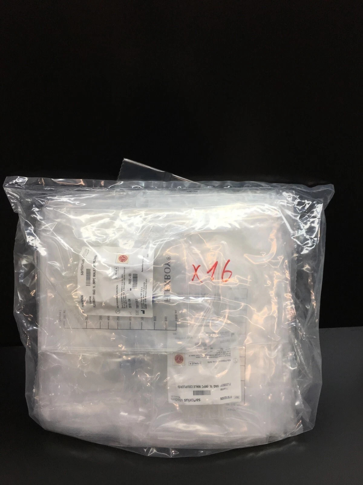 Sartorius REF FFB102606 FLEXBOY Bag 1L MPC MALE Couplers Lot 16 Packs