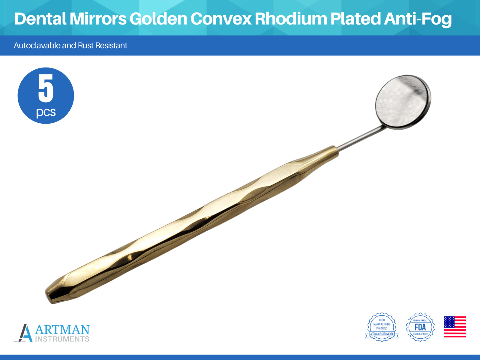 Dental Mirror Golden Set of 5 ARTMAN INSTRUMENTS