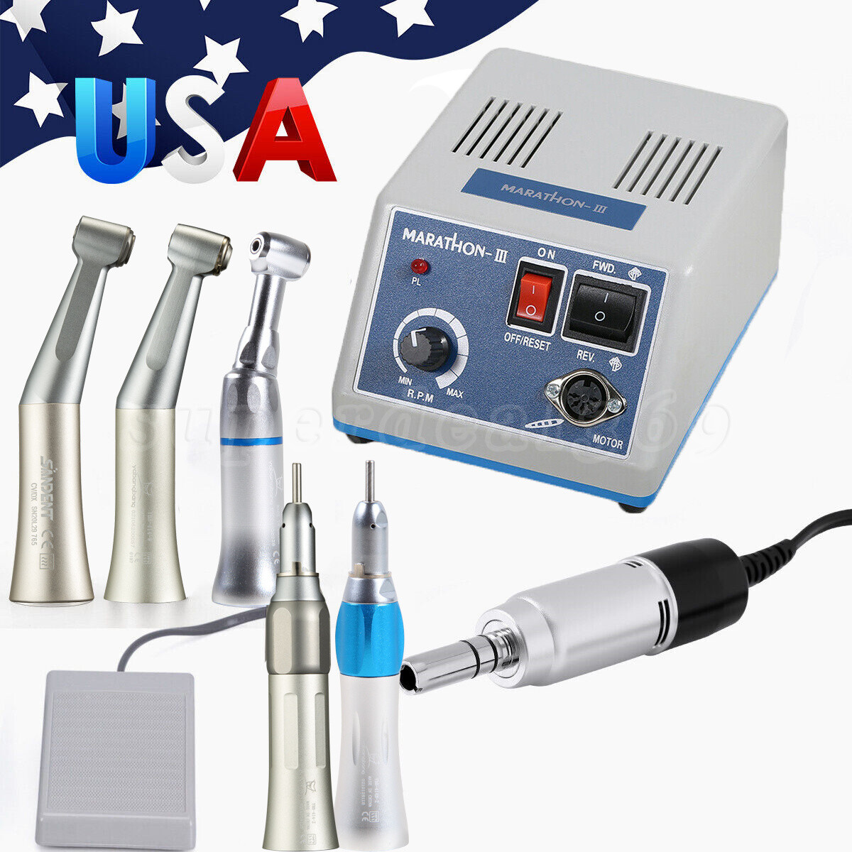 Dental Lab Marathon Electric Micromotor Polisher & Slow Low Speed Handpiece USA
