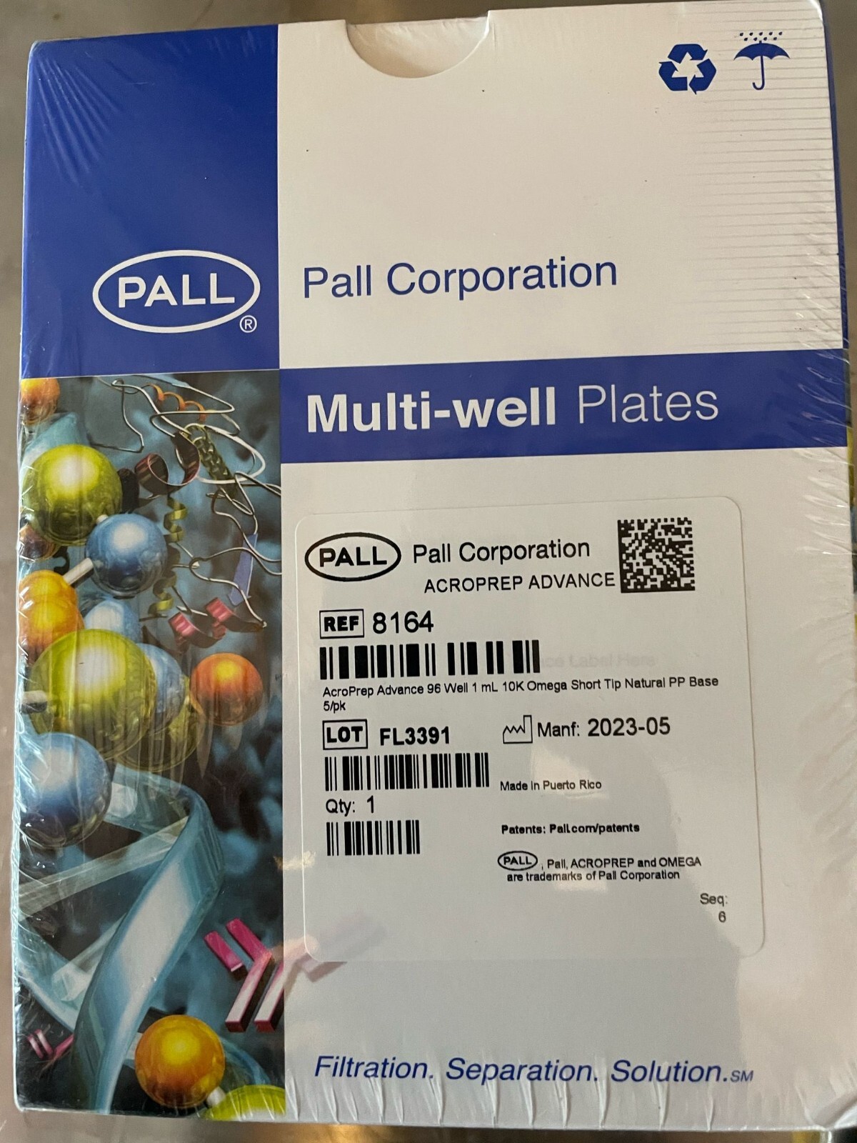 PALL 8164 AcroPrep Advance 96-well Filter Plates for Ultrafiltration – 1 mL, 5PK