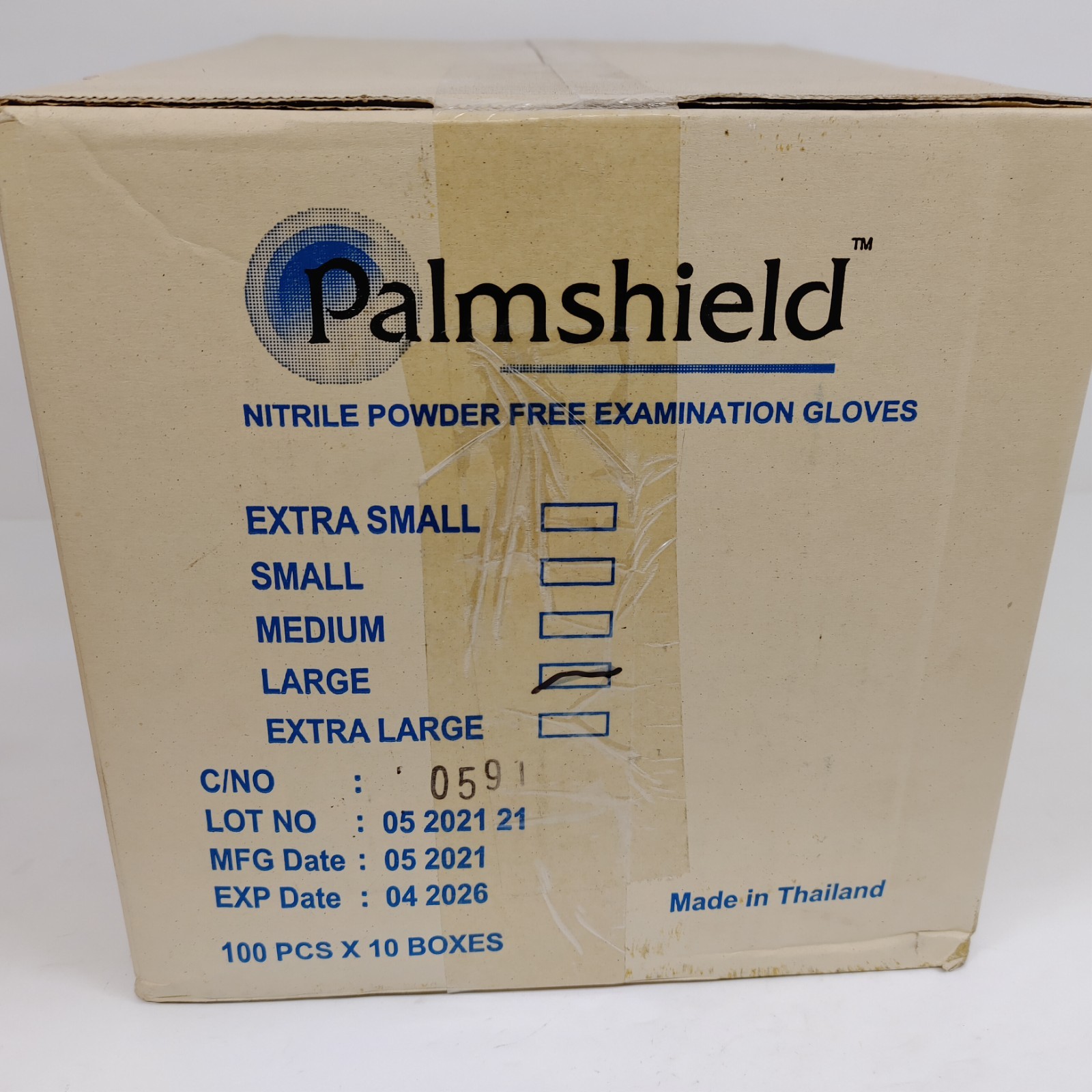 Palmshield Nitrile Powder & Latex Free Disposable Large Gloves Case Exp 04-2026