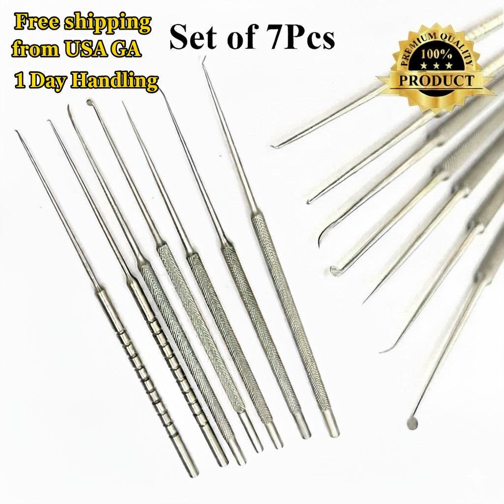 Micro Ear Pick Needles Set 7 Pcs Myringotomy ENT Instruments Free ship from USA