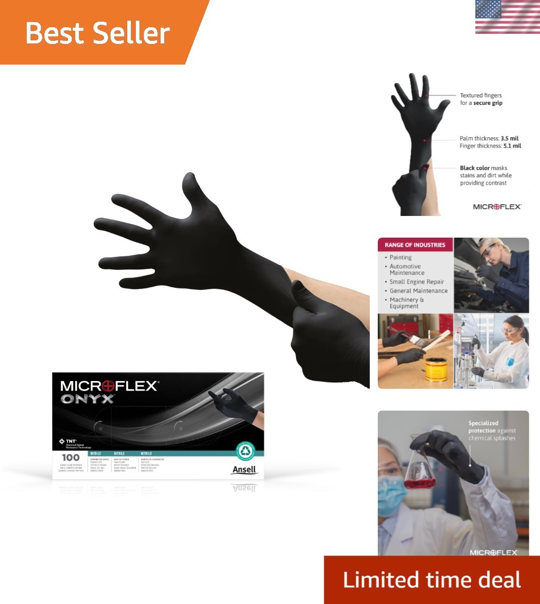 Black Nitrile Gloves (XXL) – 100 Pack, Ideal for Mechanics & Metalwork