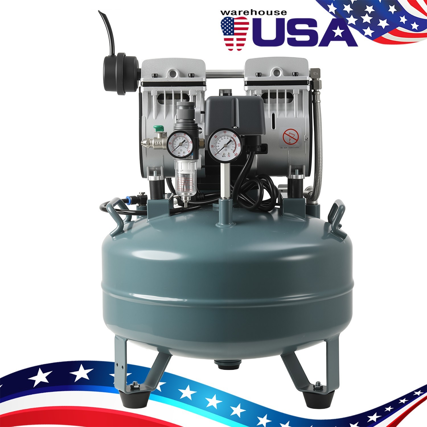24L Portable Compresor de aire dental Oil Free Silent Air Pump 600W Air Tank