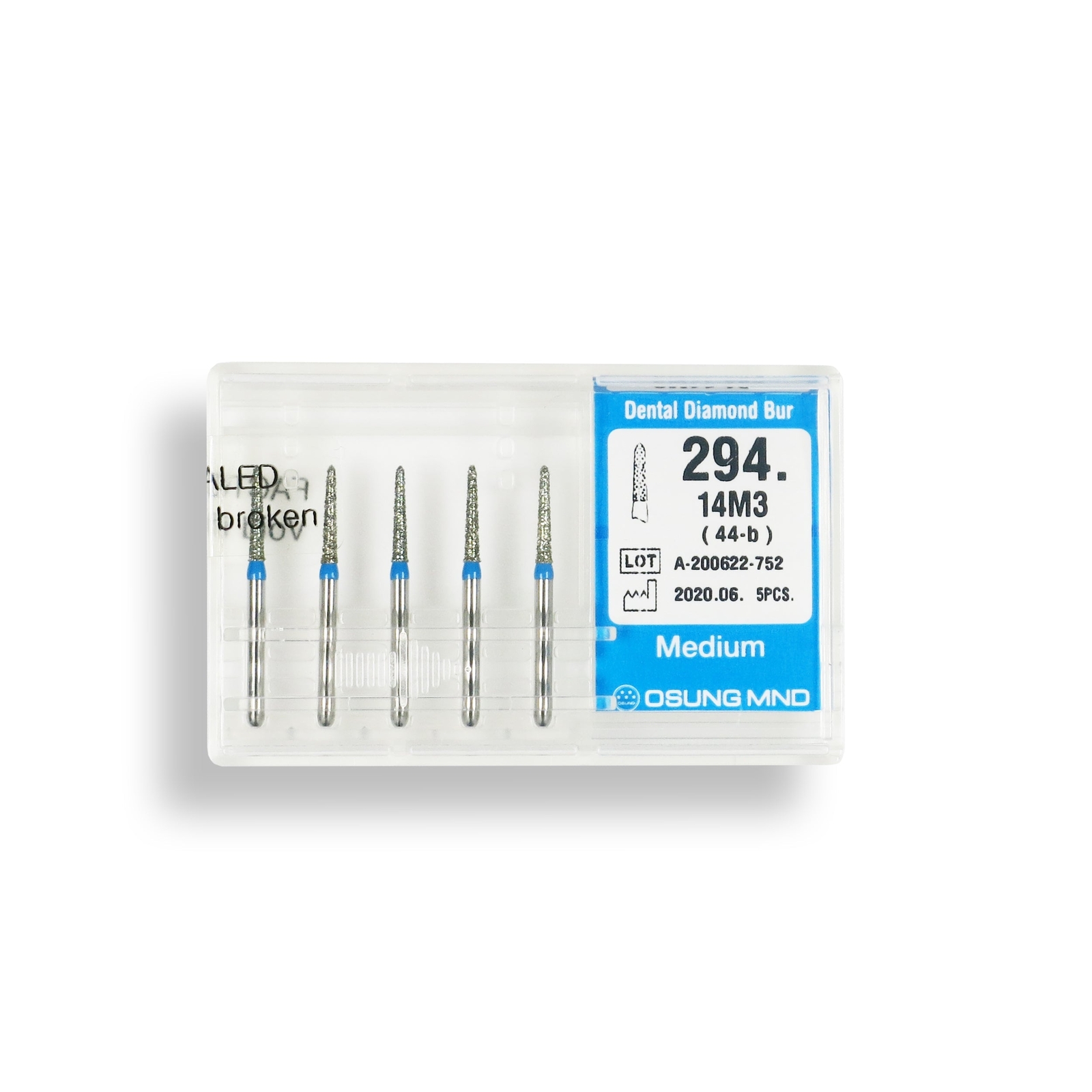 Torpedo, Conical 1.4 mm Dia Medium Grit Diamond Bur 5/Pack [1779-294.14M3]