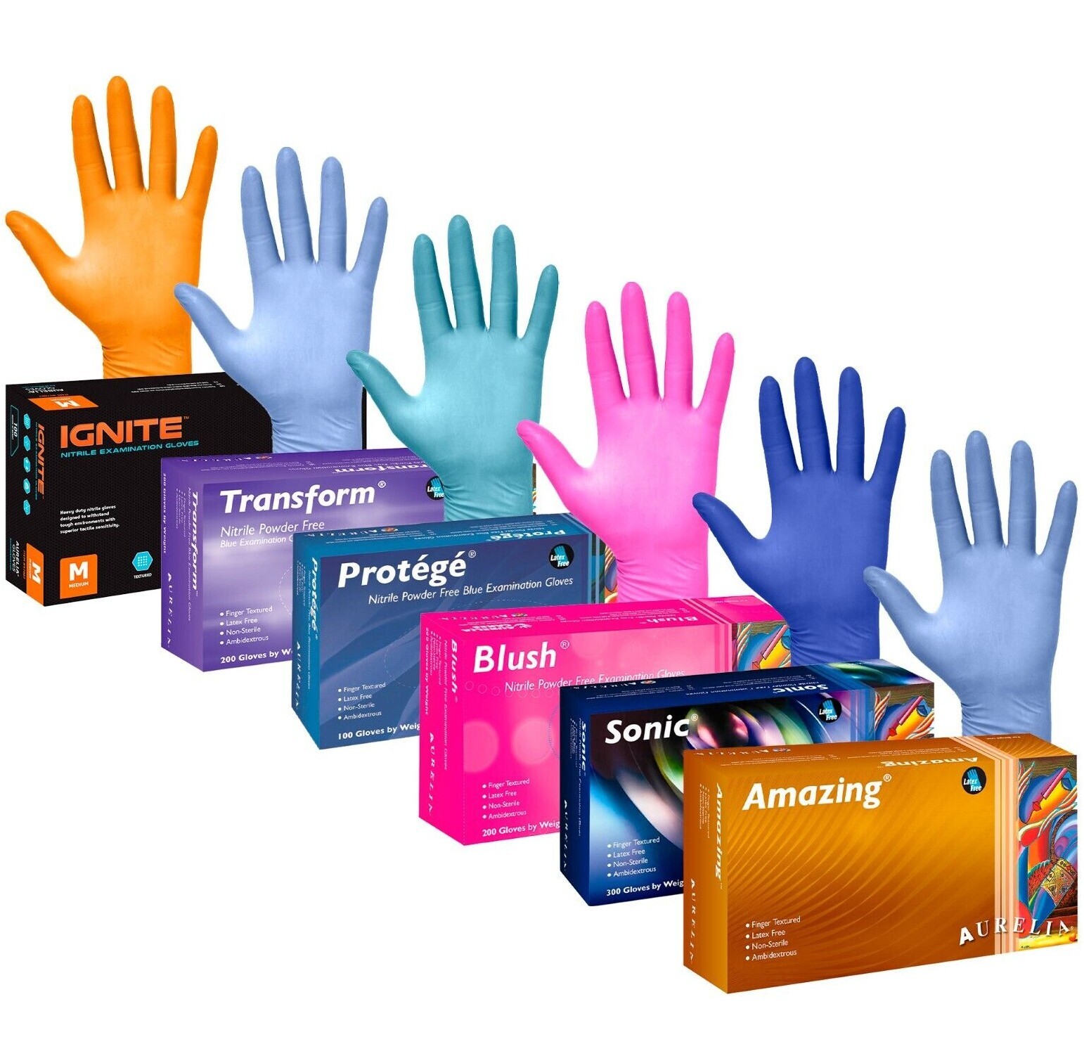 100 200 300 Nitrile Disposable Medical Exam Gloves (Vinyl, Latex, Powder Free)