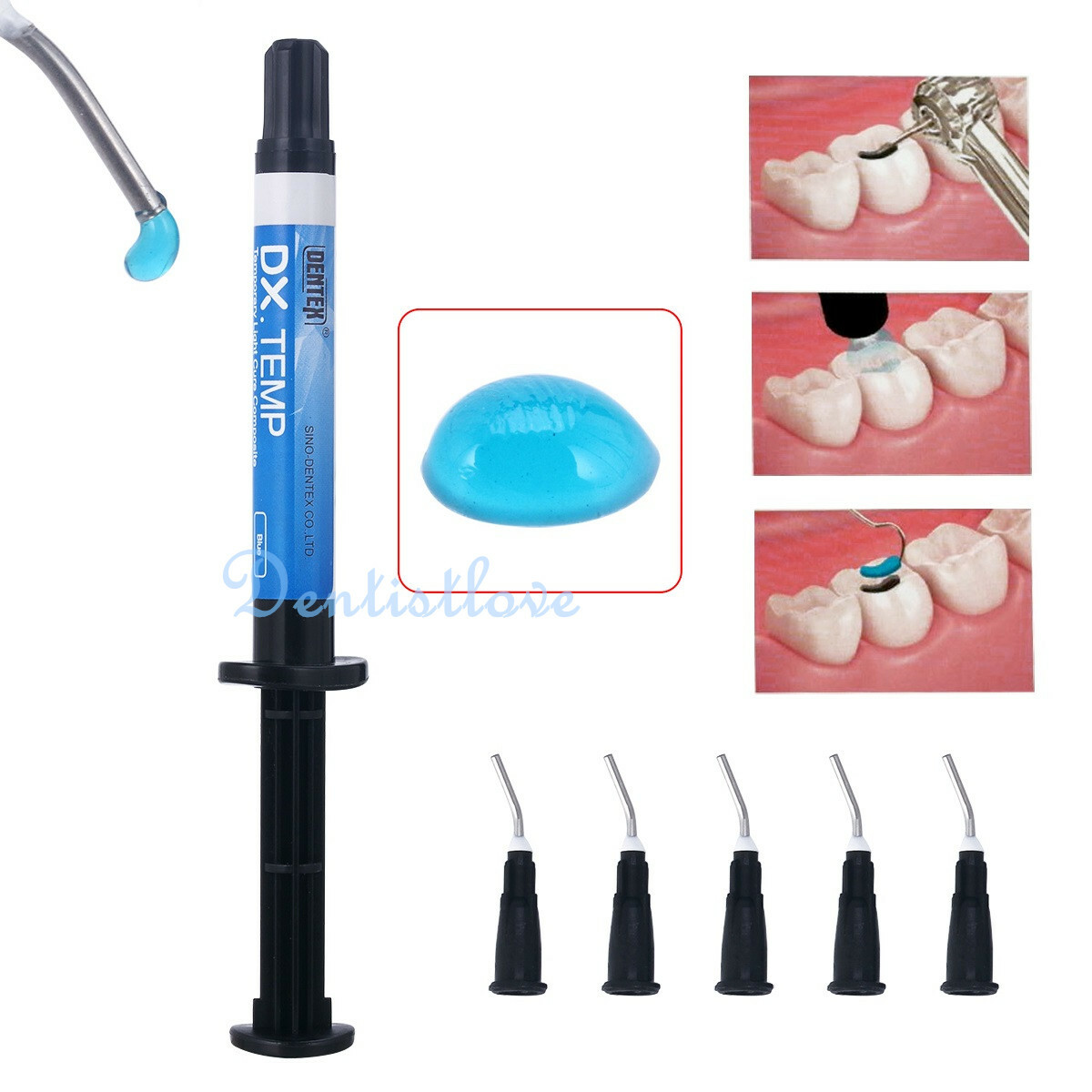 Dentex Dental Temporary Filling Flowable Light Cure Composite Resin Blue 2.5g/PC
