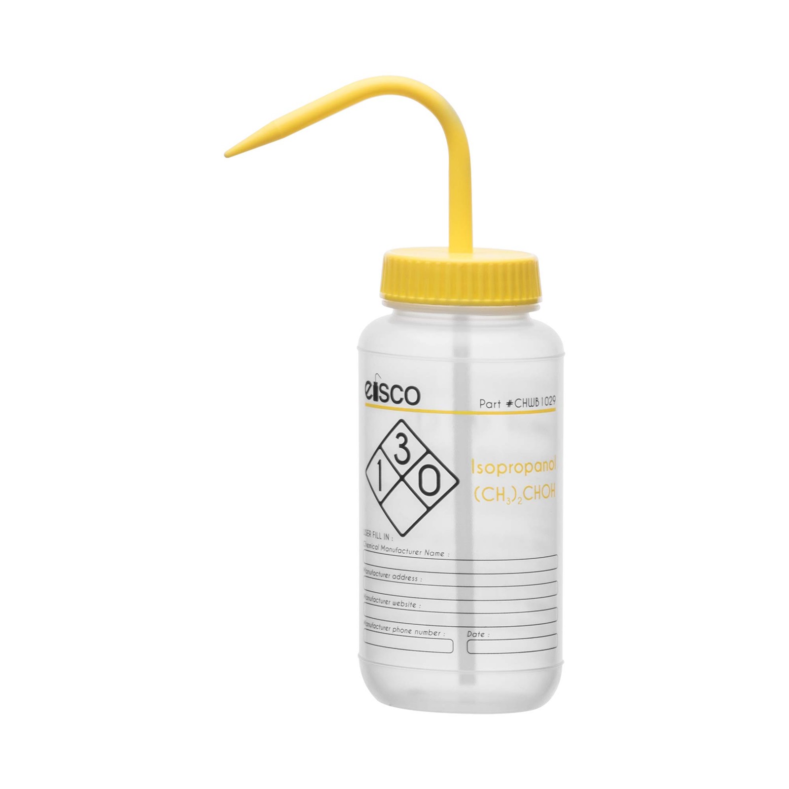 Wash Bottle for Isopropanol, 500ml – Labeled with Color Coded Chemical & Safe…