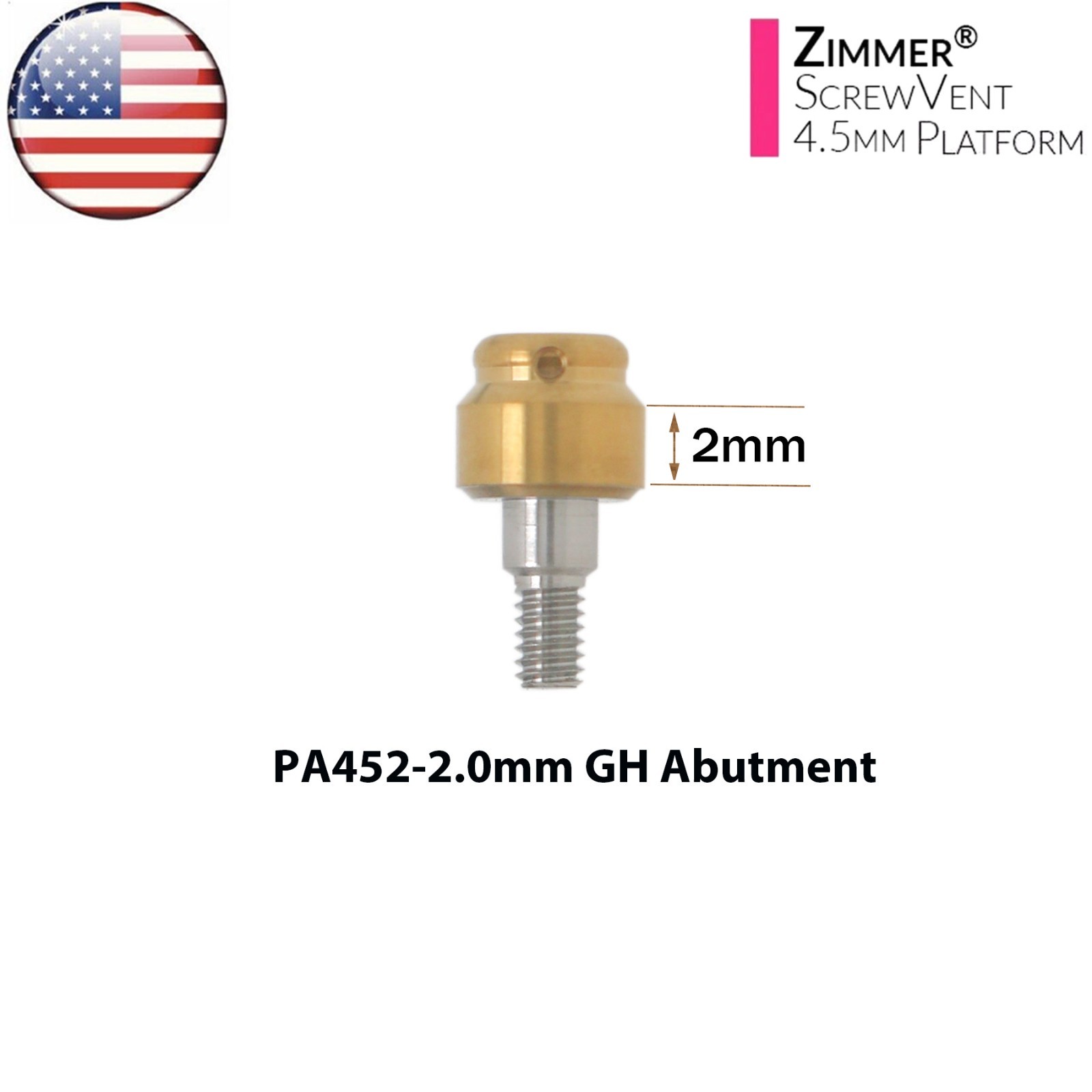 US Dental Overdenture Locator Abutment & Male Cap Kit for Zimmer Ø4.5mm Platform