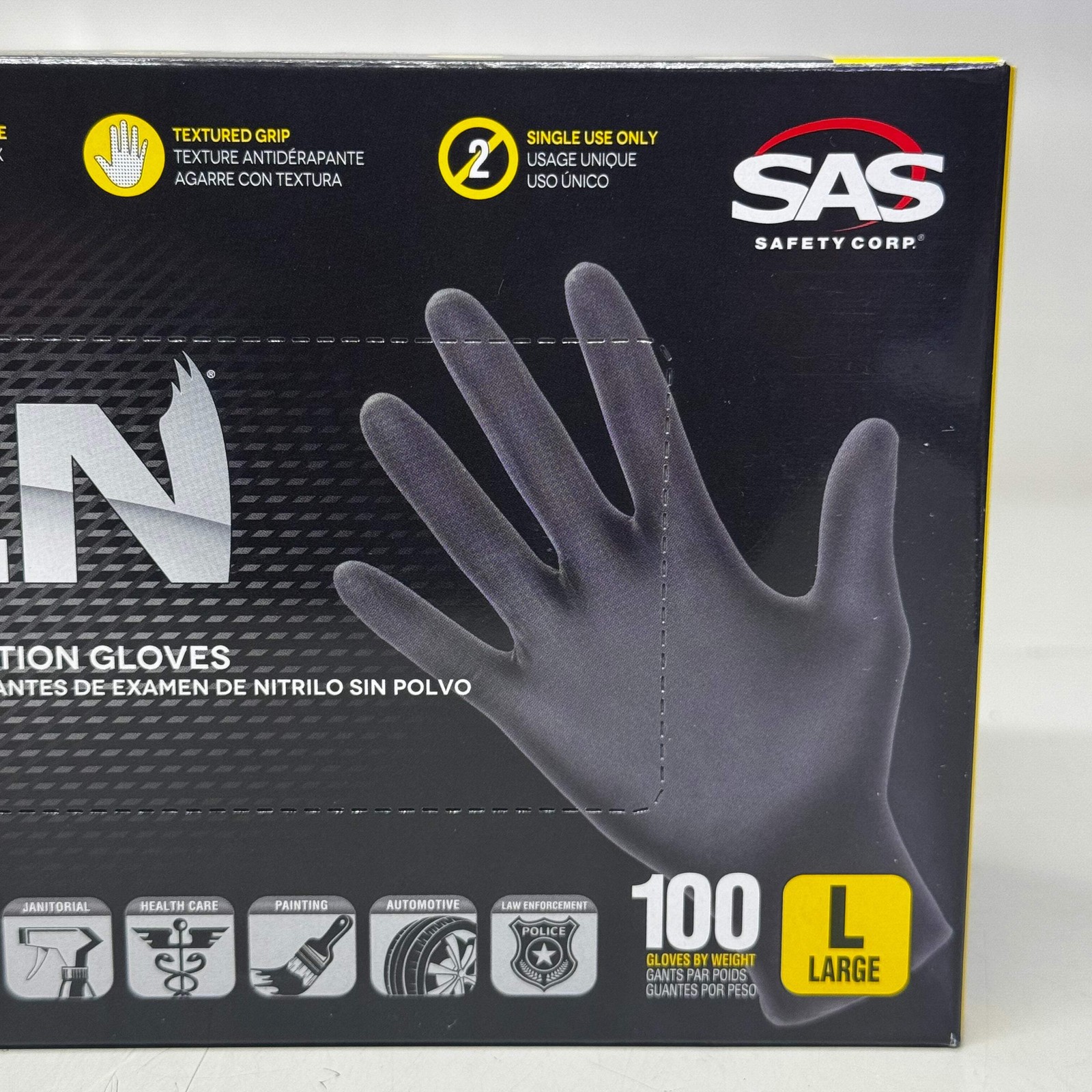 RAVEN (200 Gloves) Powder Free Nitrile Examination Gloves L Black 66518