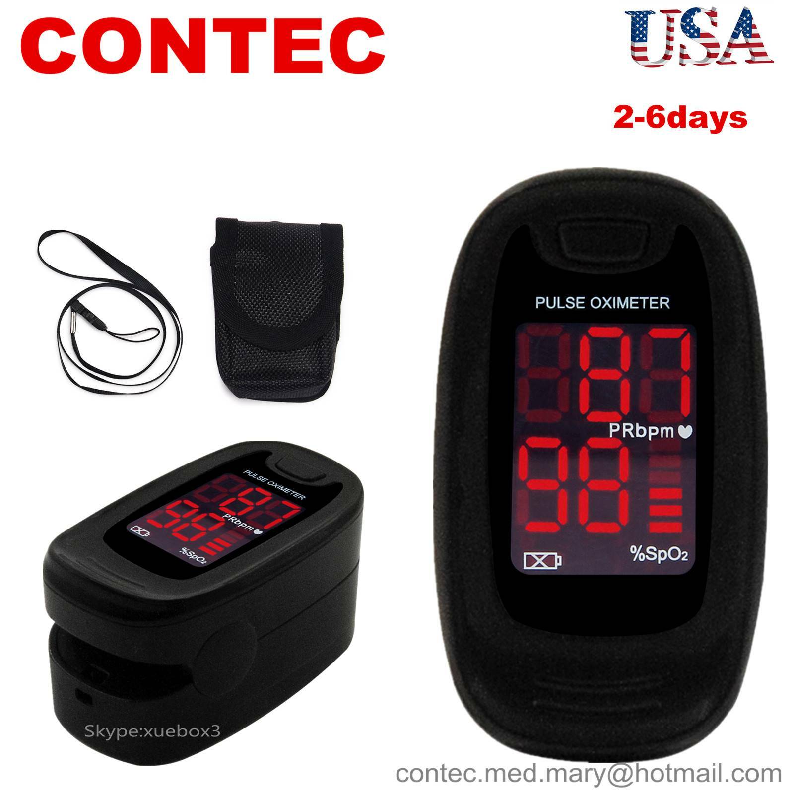 Blood Oxygen Sensor,SPo2 Pulse Oximeter with Carrying Case,rope,FDA,CE US ship