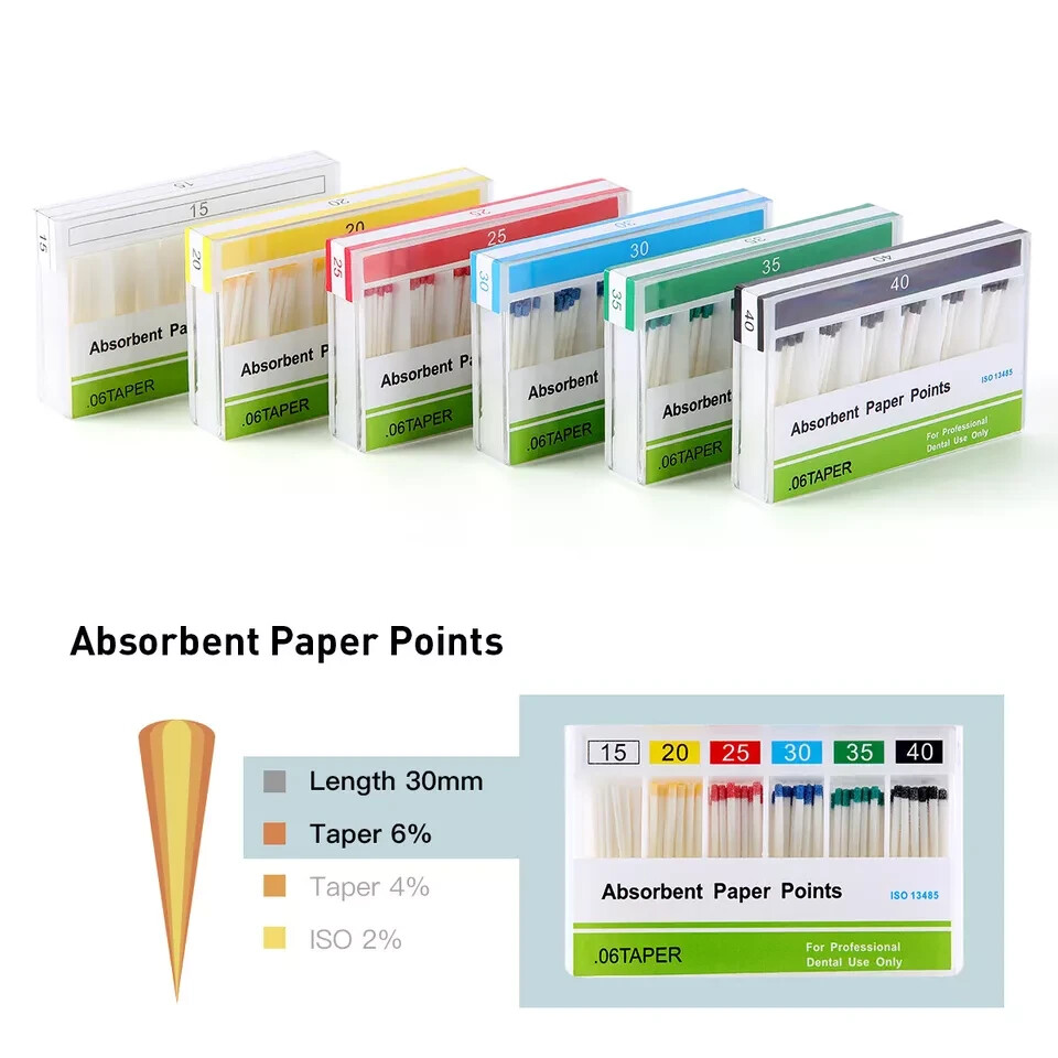 Dental Endo Absorbent Paper Points Endodontic Root Canal Taper 0.02/0.04/0.06