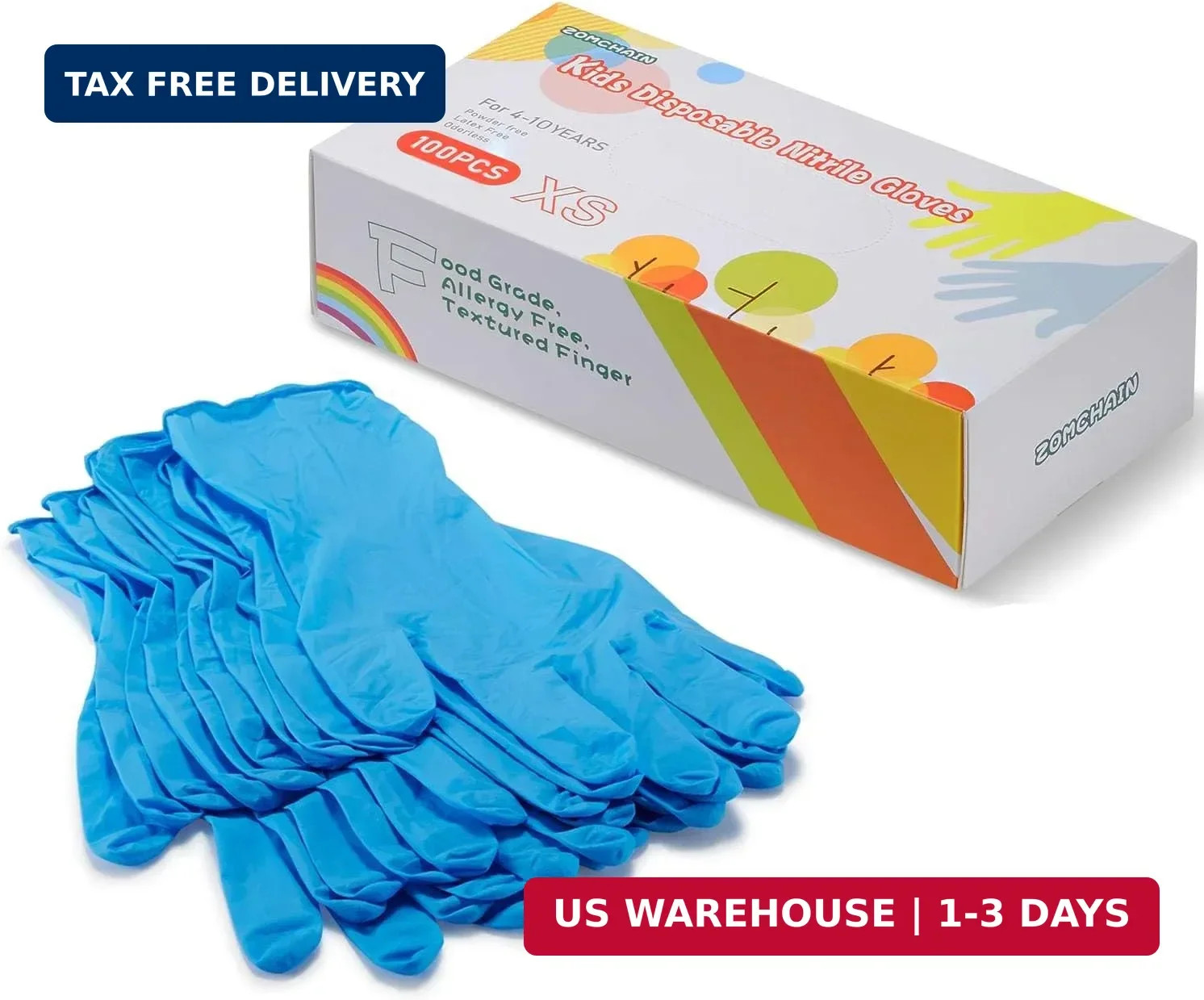 Nitrile Kids Gloves Disposable for 4-10 Years – Latex and Powder Free – for Kids