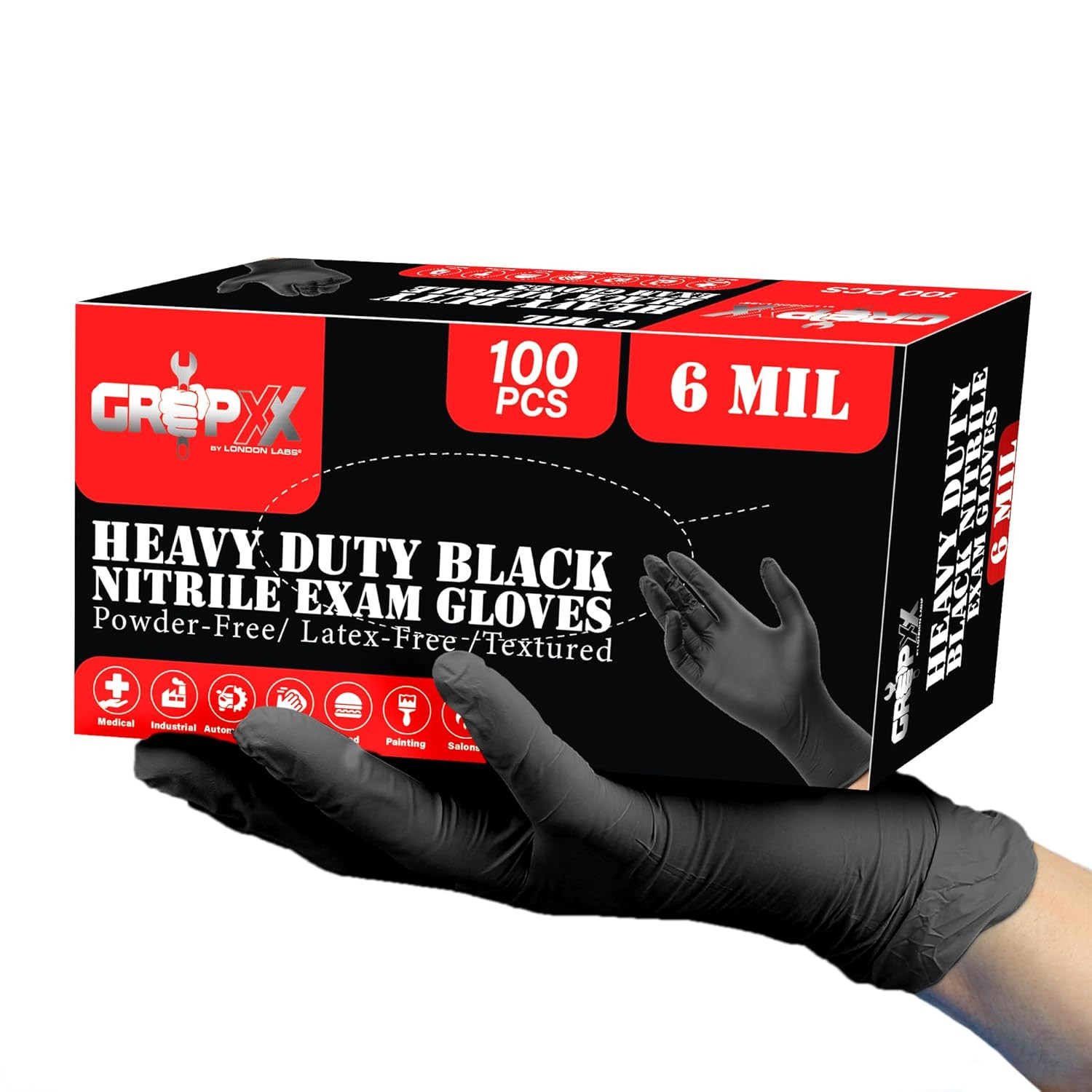 Heavy Duty 6 Mil Black Nitrile Gloves – Disposable, Latex & Powder Free | Mechan