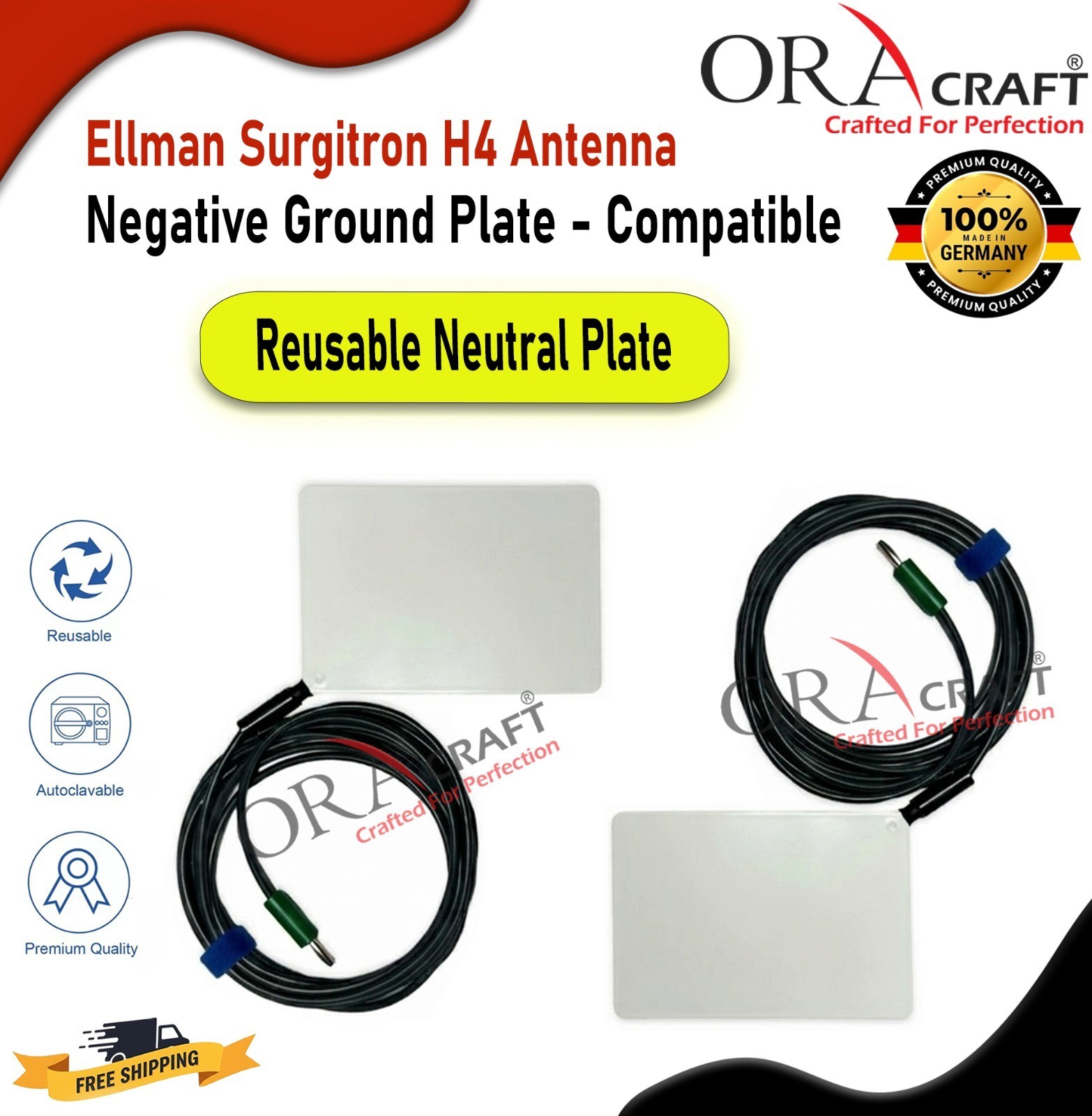 Ellman Surgitron H4 Antenna Negative Ground Plate Autoclavable 2 Pcs CE