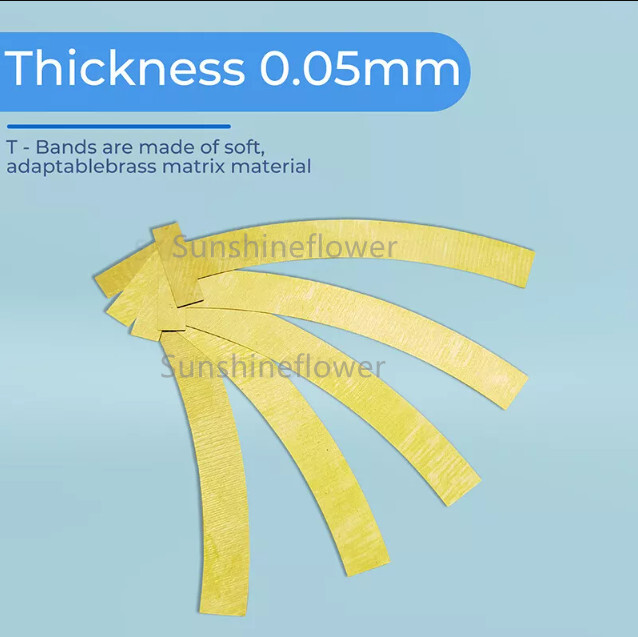20Pcs/Bag Dental Matrix T-Bands Curved/Straight Brass Tooth Restoration 0.05mm