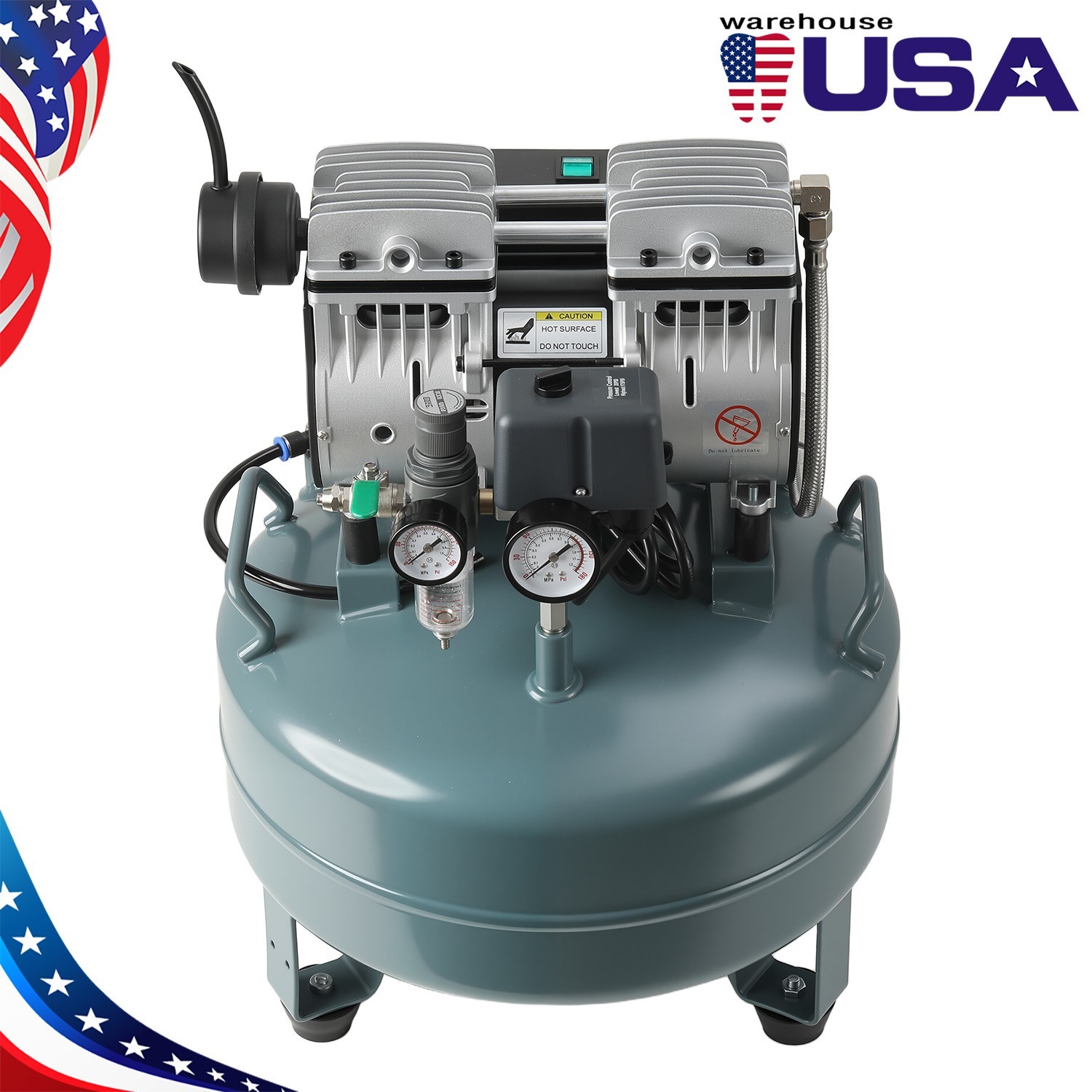 24L Portable Compresor de aire dental Oil Free Silent Air Pump 600W Air Tank