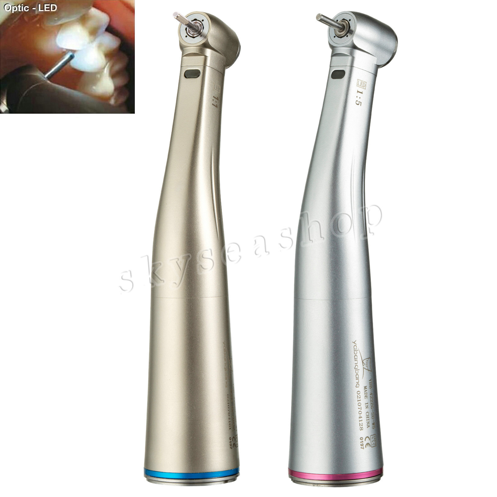 Dental 1:5 1:1 Electric Fiber Optic LED Contra Angle Handpiece Fit NSK/Kavo X95L