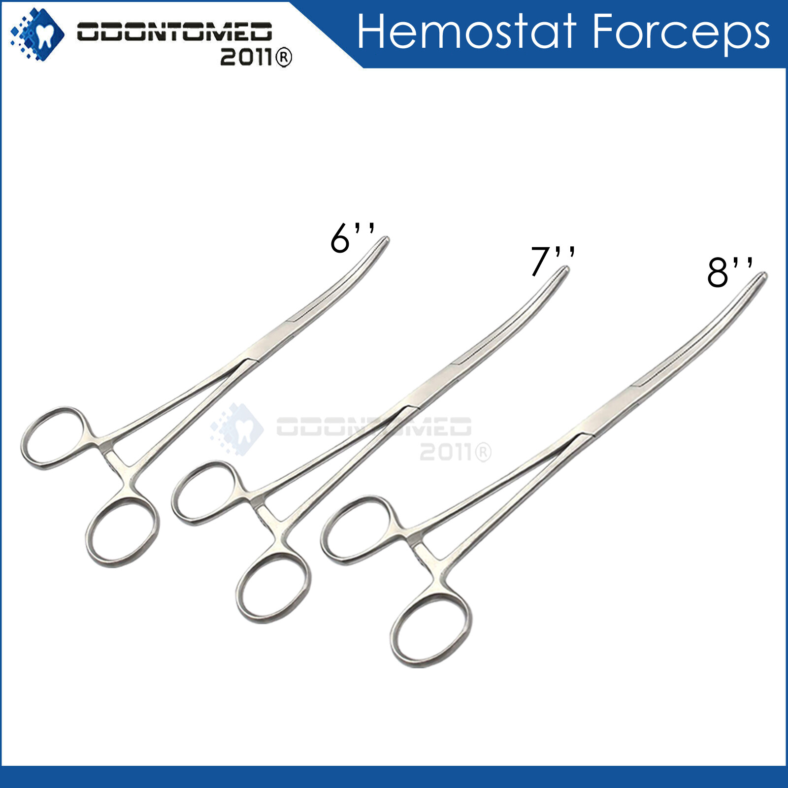 Set Of 3 Kocher Hemostat Forceps Curved 6″ 7″ 8″ Surgical Veterinary Instruments