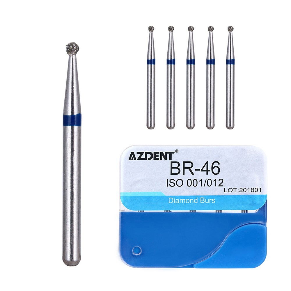 100Pcs AZDENT Dental Diamond Burs High Speed Handpiece Friction Grip 20 Types