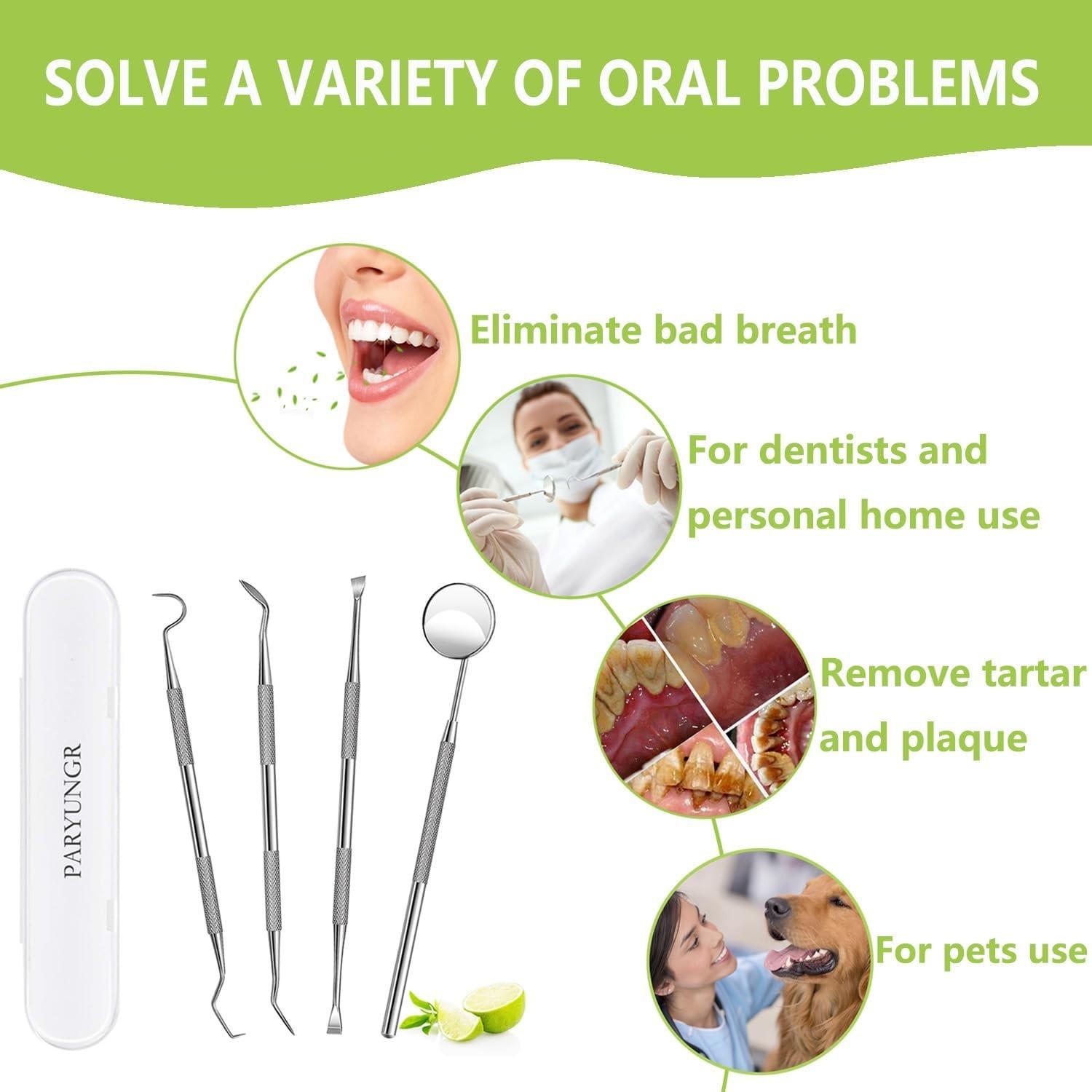 Professional Teeth Cleaning Tools Set: Stainless Steel Dental Picks and Scrapers