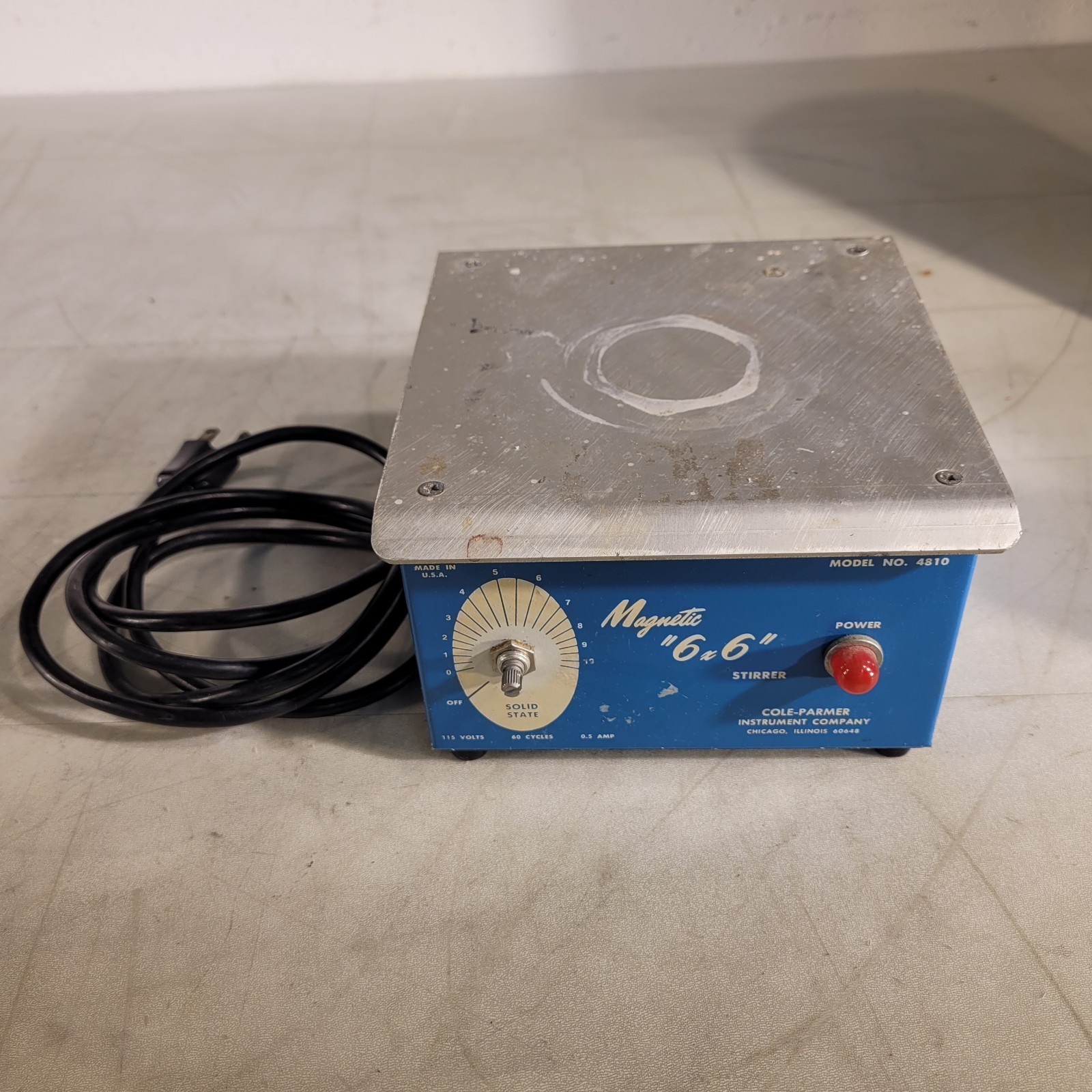 Cole Parmer 4810 Magnet 6×6 Solid State Stirrer 115V 60 Cycles 0.5A