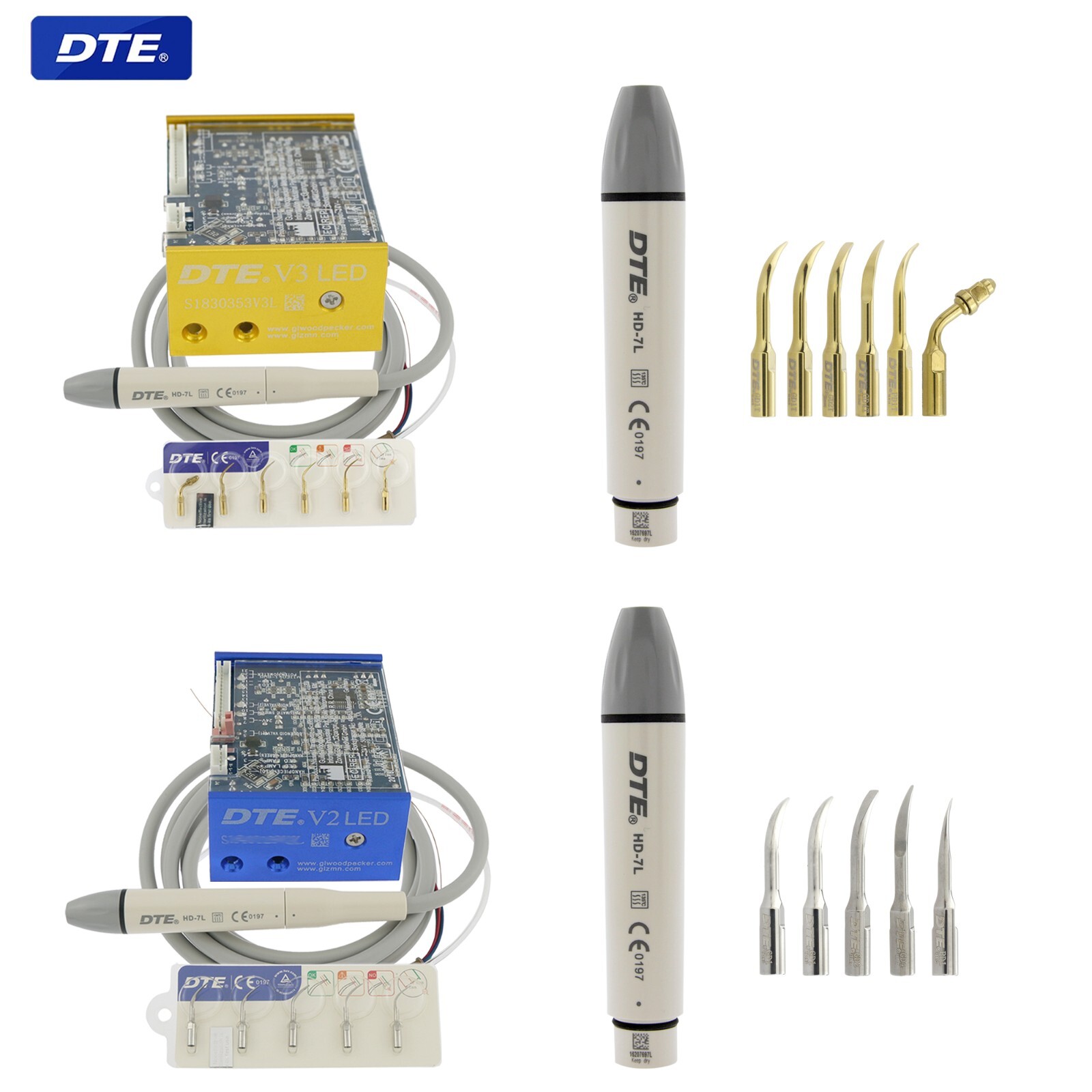 Woodpecker Dental Ultrasonic Scaler UDS-N2 N3 DTE V2 V3 LED Handpiece Piezo Tips